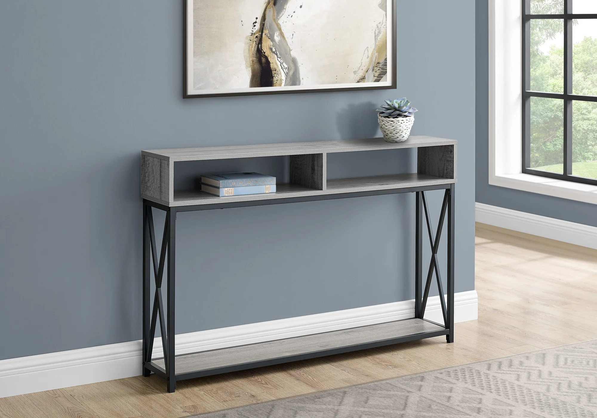 47" Gray And Black Frame Console Table With Storage By Homeroots - Image 5