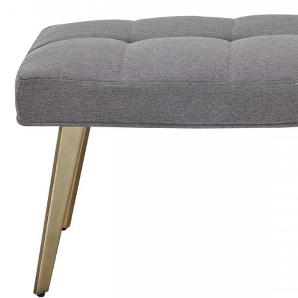 47" Gray And Gold Upholstered Linen Blend Dining bench By Homeroots - Image 6