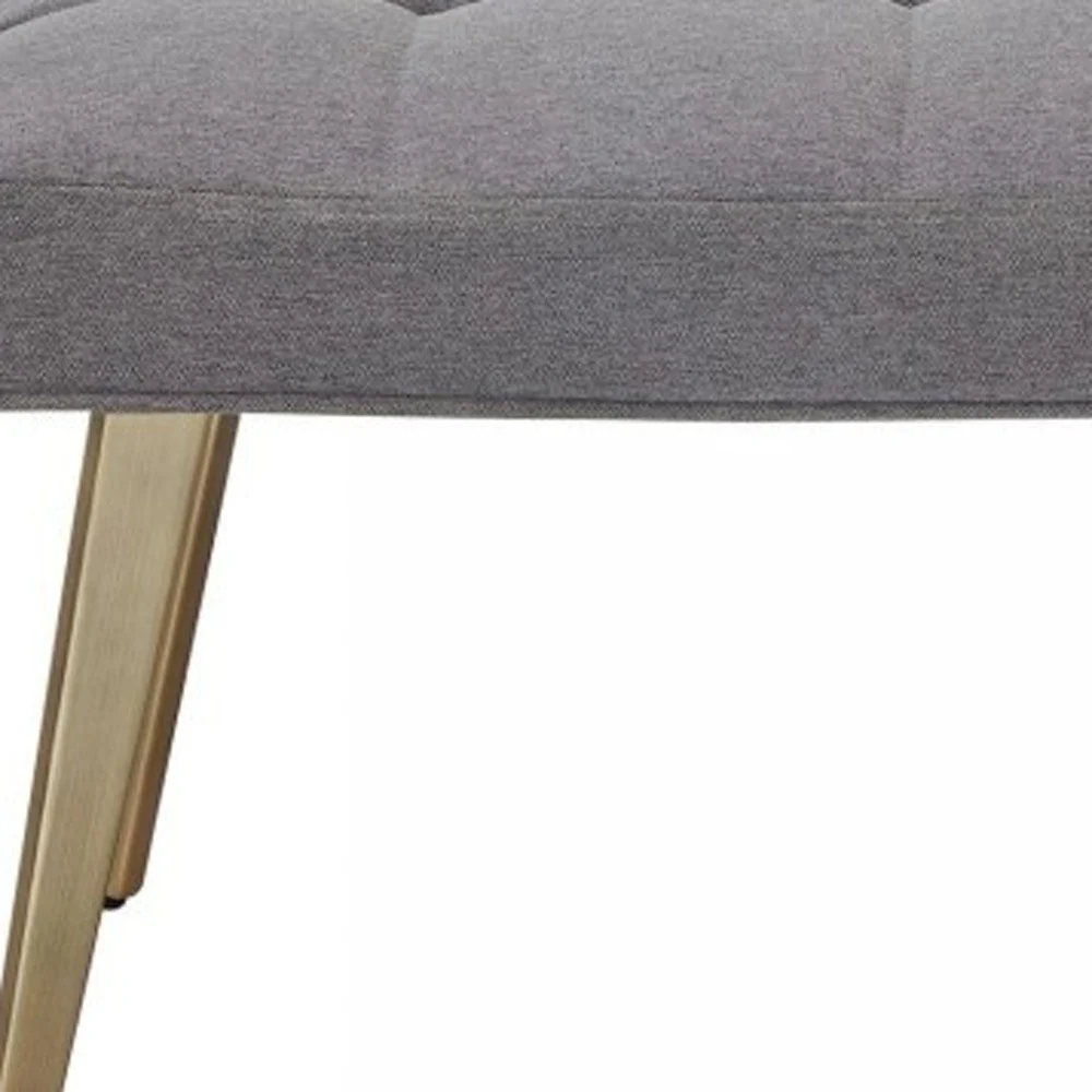 47" Gray And Gold Upholstered Linen Blend Dining bench By Homeroots - Image 7