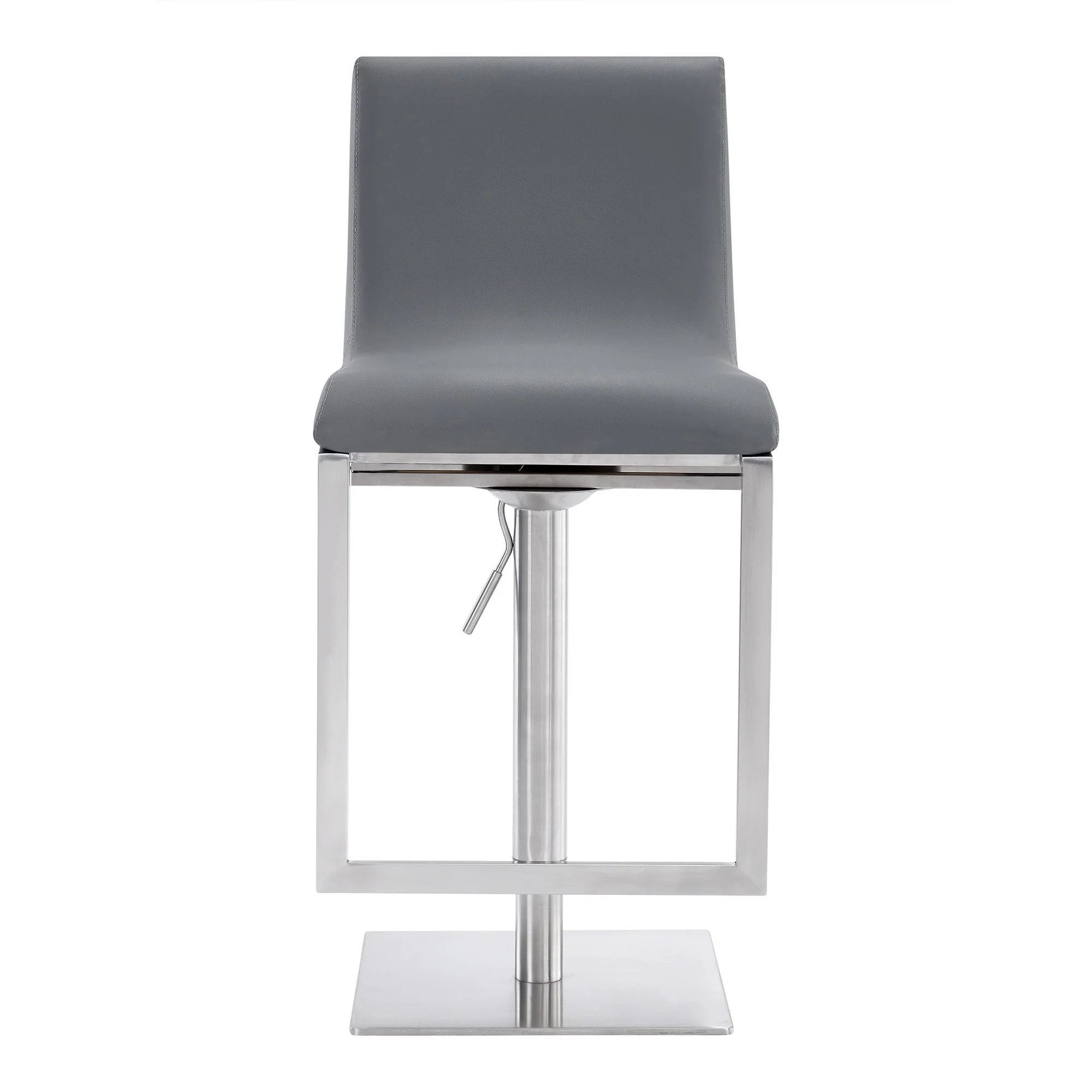 47" Gray Faux Leather And Iron Swivel Adjustable Height Bar Chair By Homeroots - Image 2