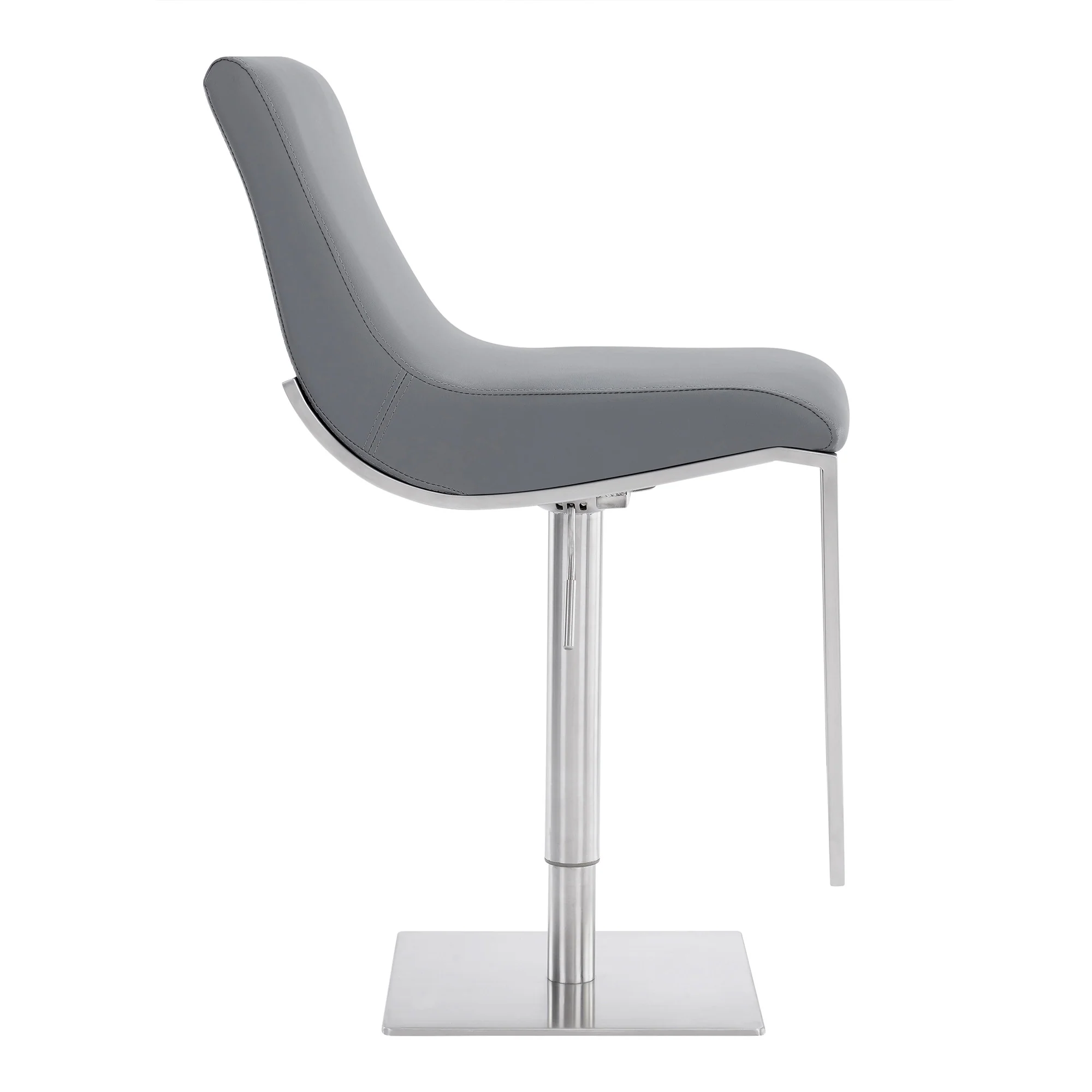 47" Gray Faux Leather And Iron Swivel Adjustable Height Bar Chair By Homeroots - Image 3