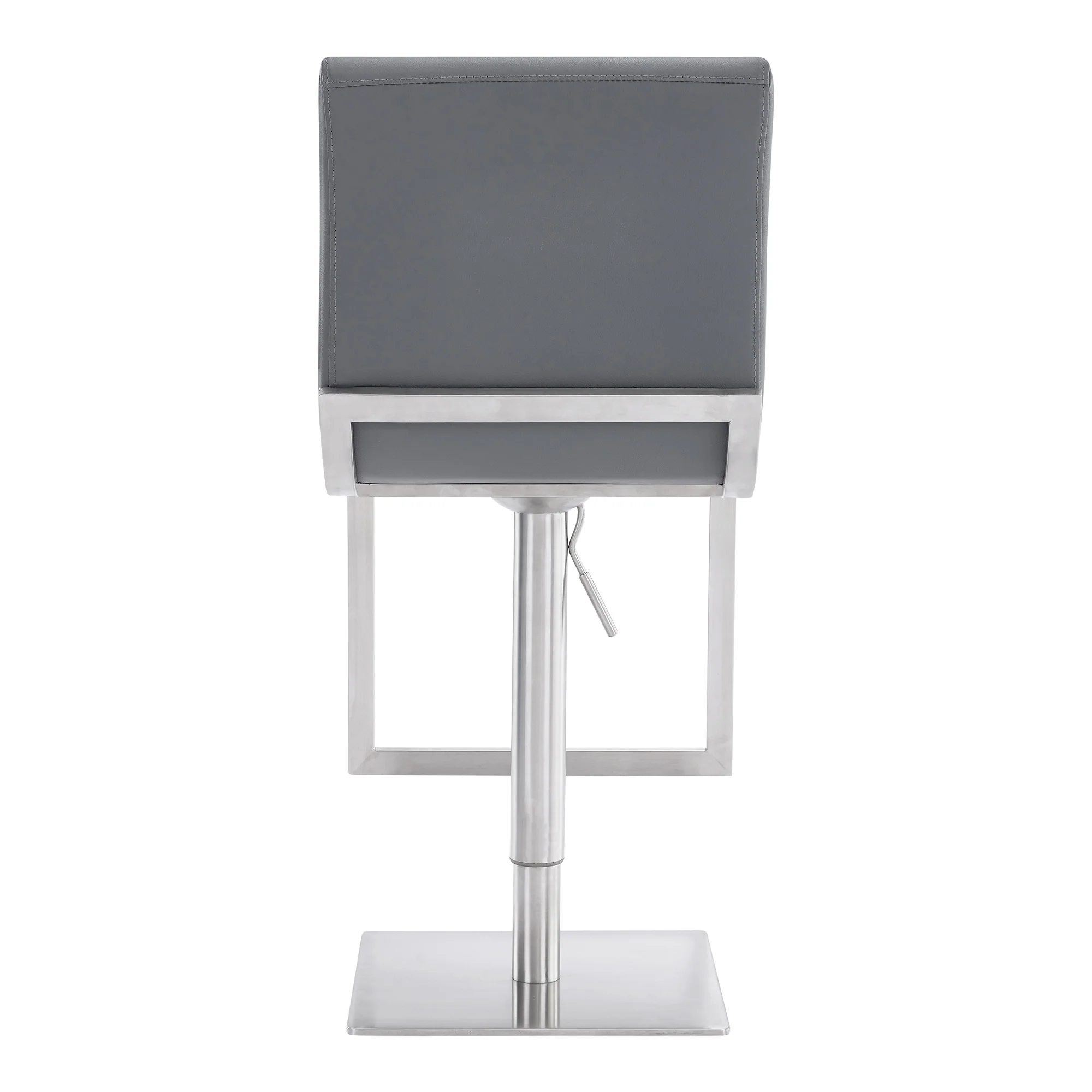 47" Gray Faux Leather And Iron Swivel Adjustable Height Bar Chair By Homeroots - Image 4
