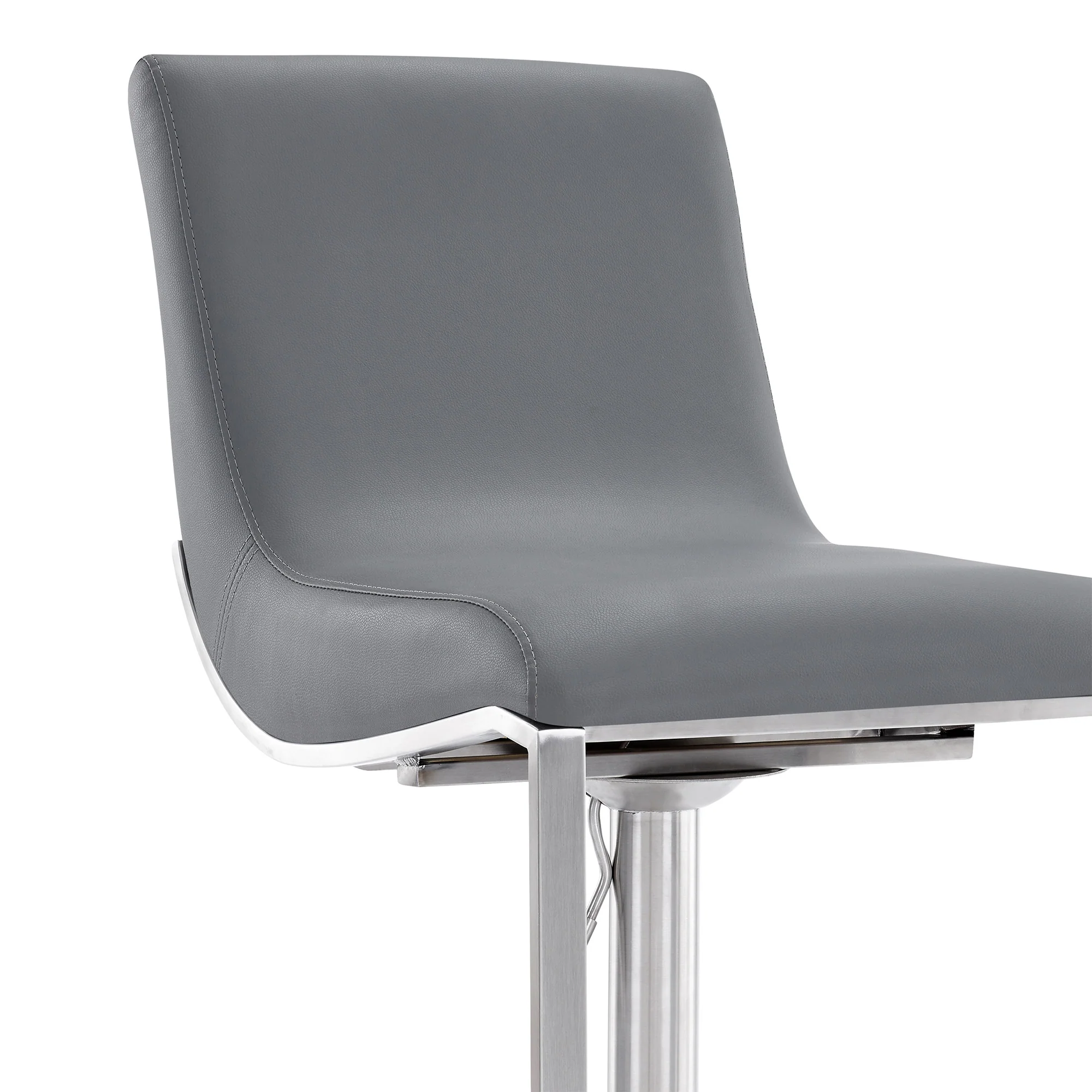 47" Gray Faux Leather And Iron Swivel Adjustable Height Bar Chair By Homeroots - Image 6