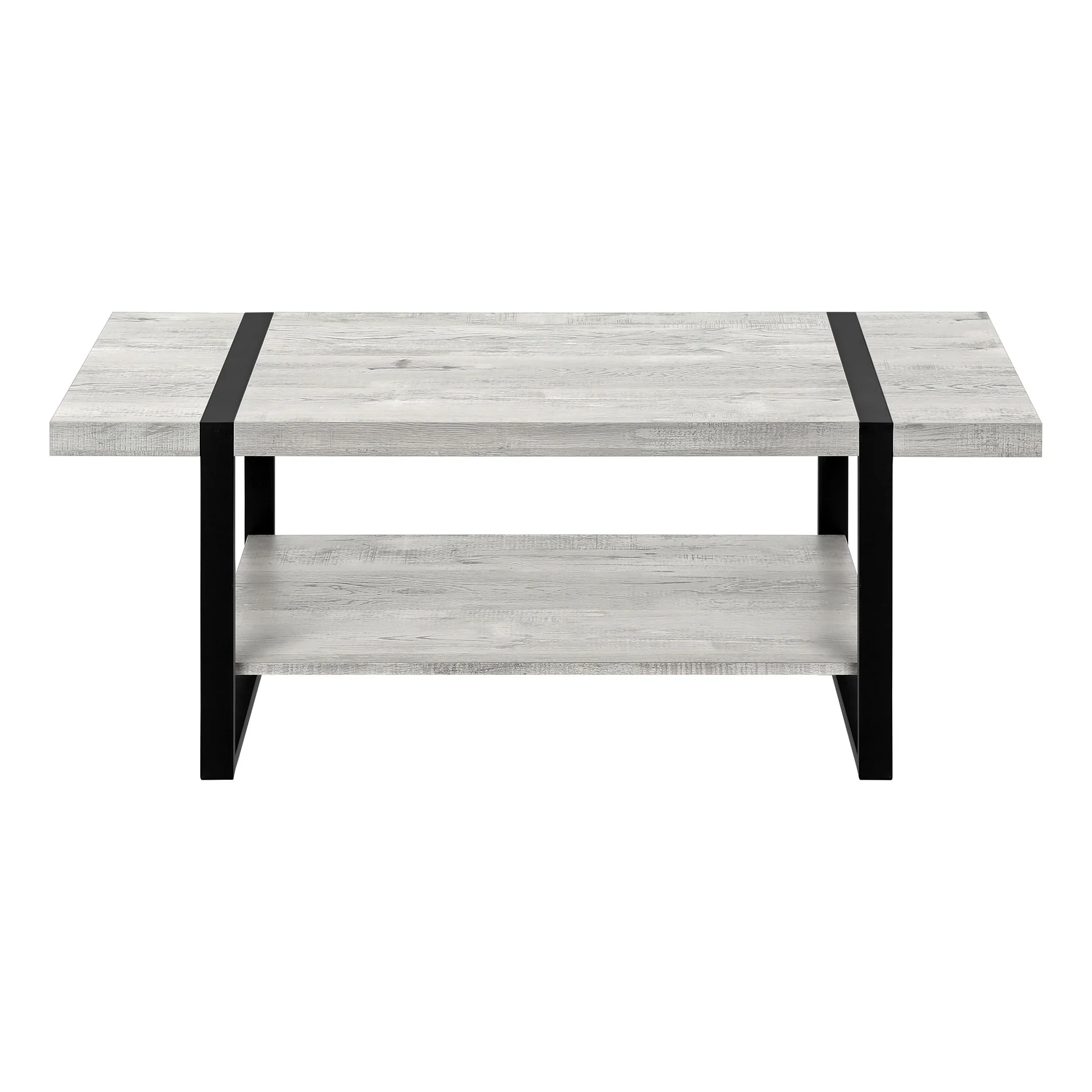 47" Grey And Black Rectangular Coffee Table With Shelf By Homeroots - Image 2