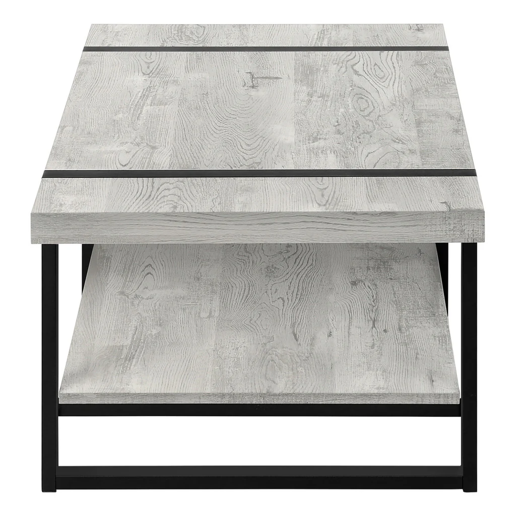47" Grey And Black Rectangular Coffee Table With Shelf By Homeroots - Image 3