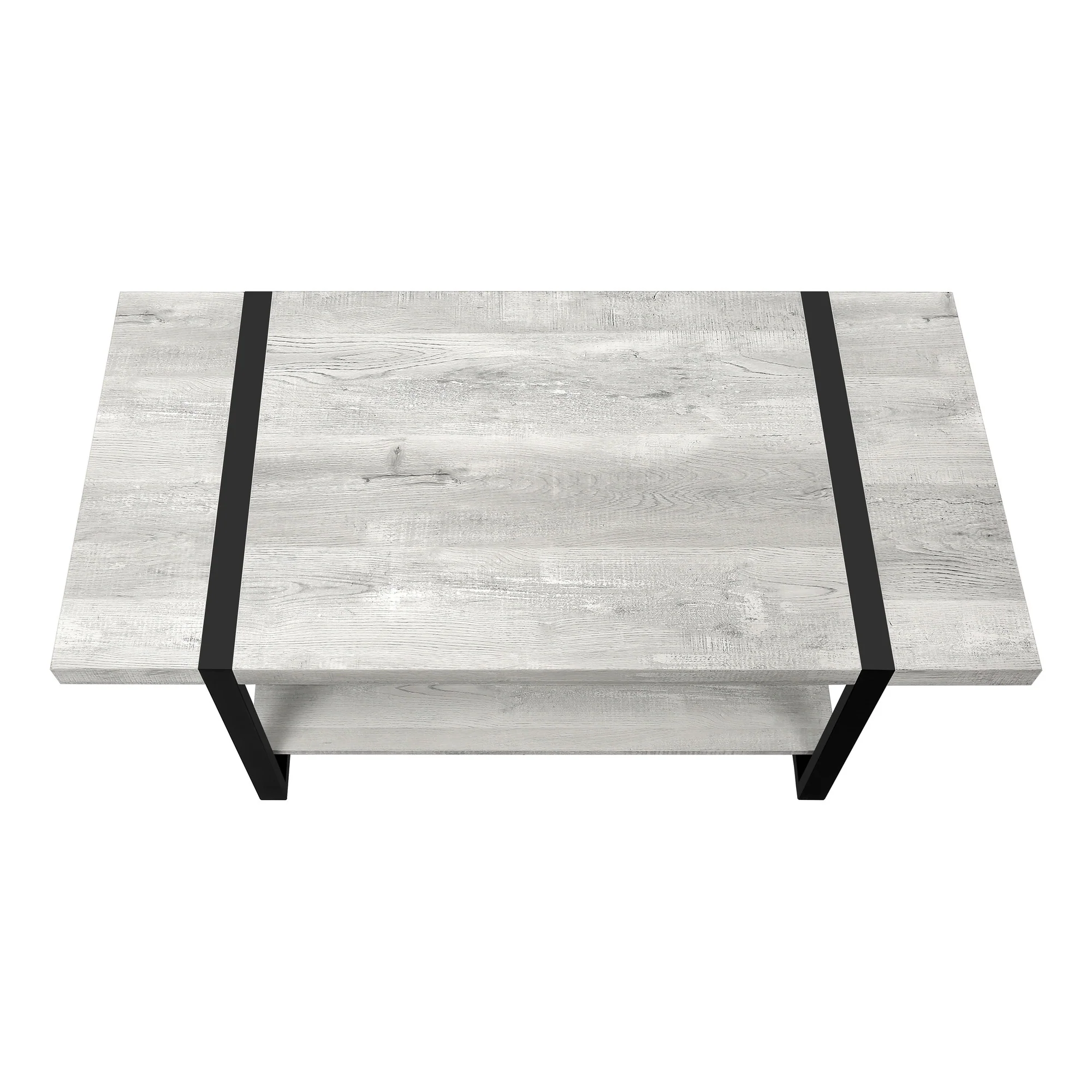 47" Grey And Black Rectangular Coffee Table With Shelf By Homeroots - Image 4