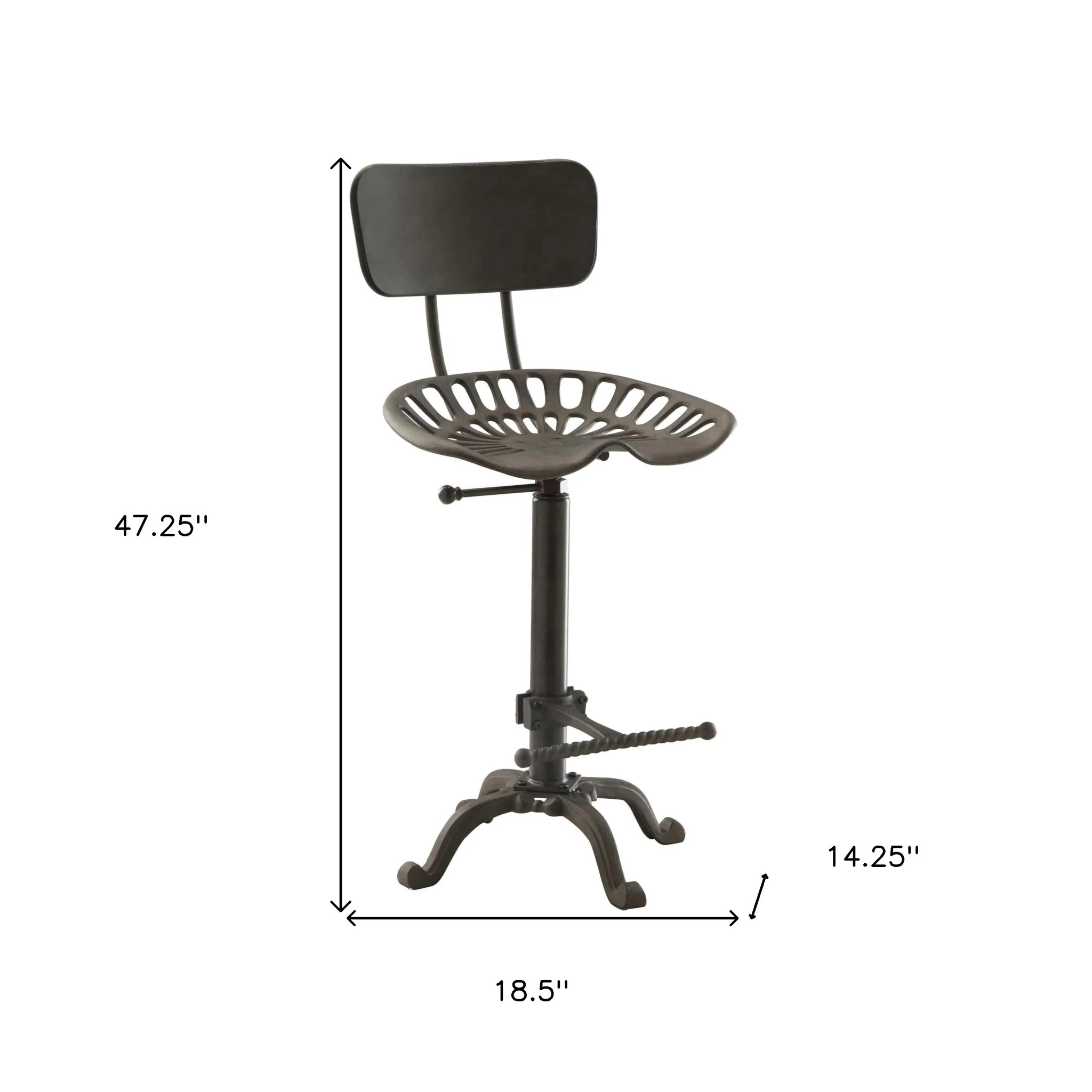 47" Industrial Backless Adjustable Height Bar Chair With Footrest By Homeroots - Image 5