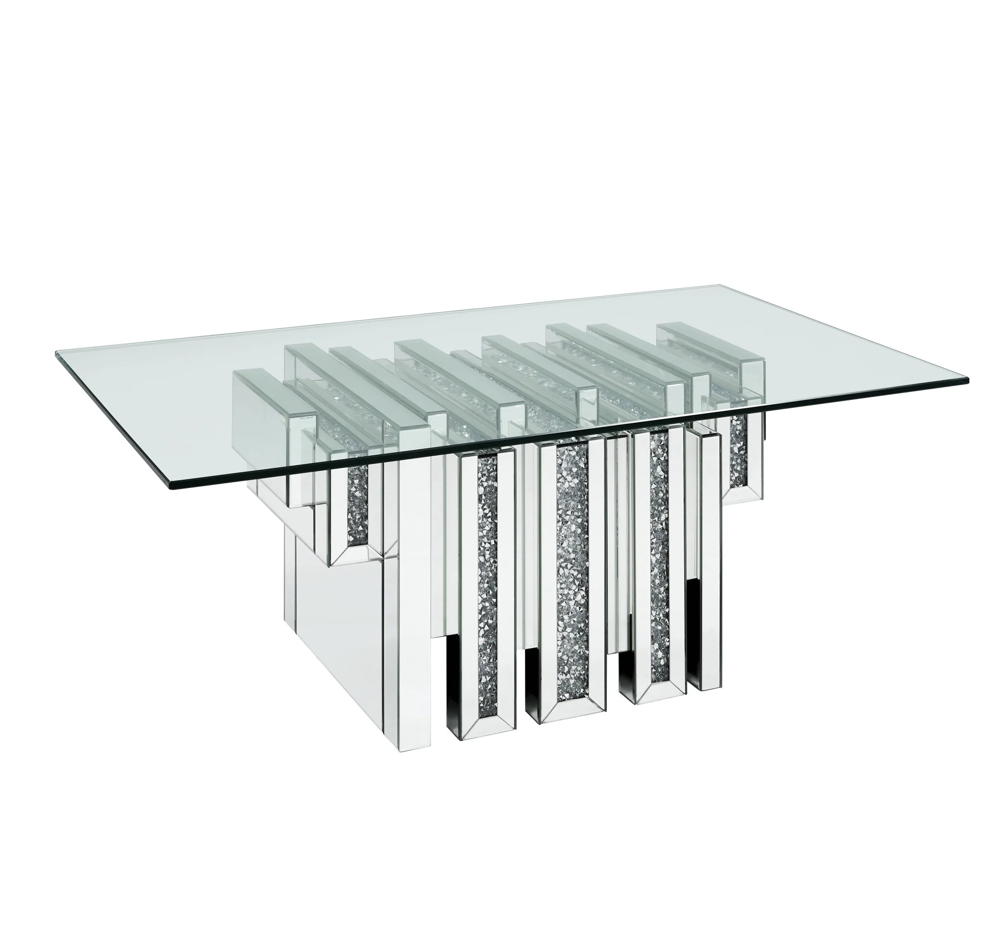 47" Mirrored And Clear Glass And Manufactured Wood Rectangular Mirrored Coffee Table By Homeroots - Image 2