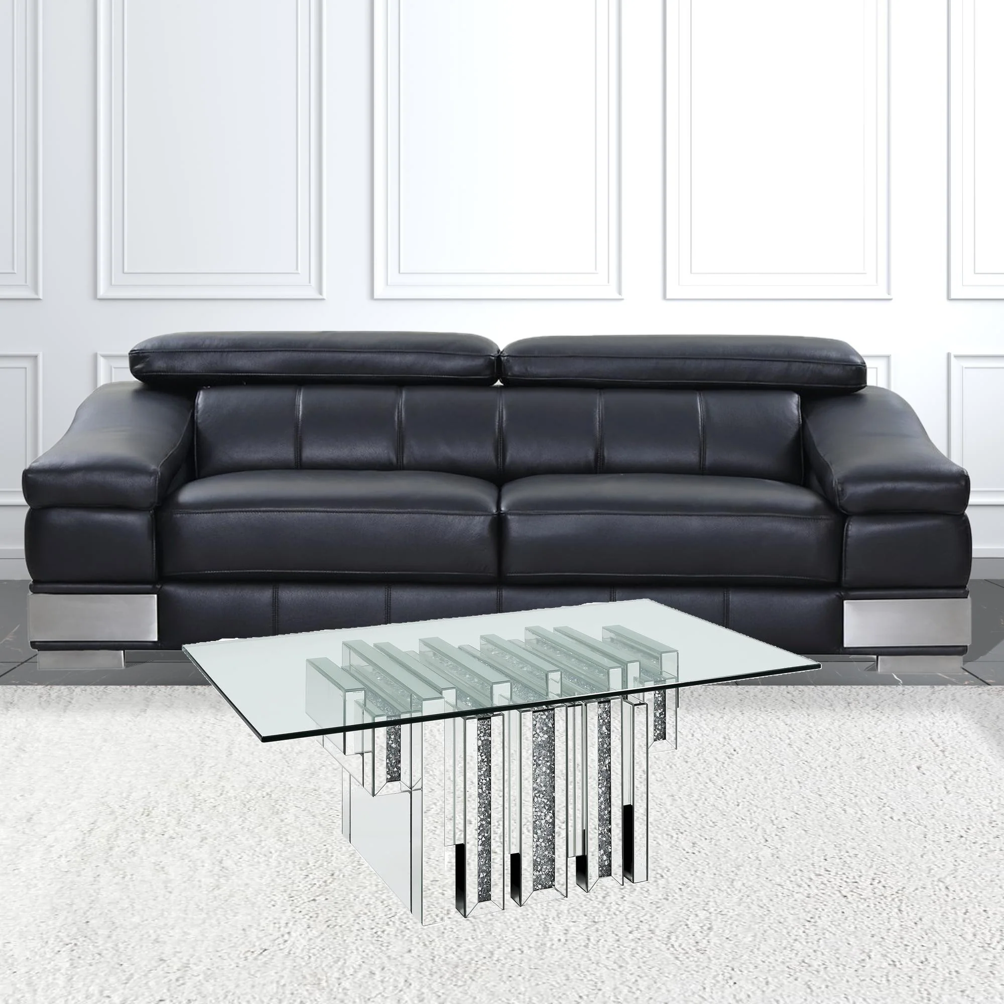 47" Mirrored And Clear Glass And Manufactured Wood Rectangular Mirrored Coffee Table By Homeroots - Image 3