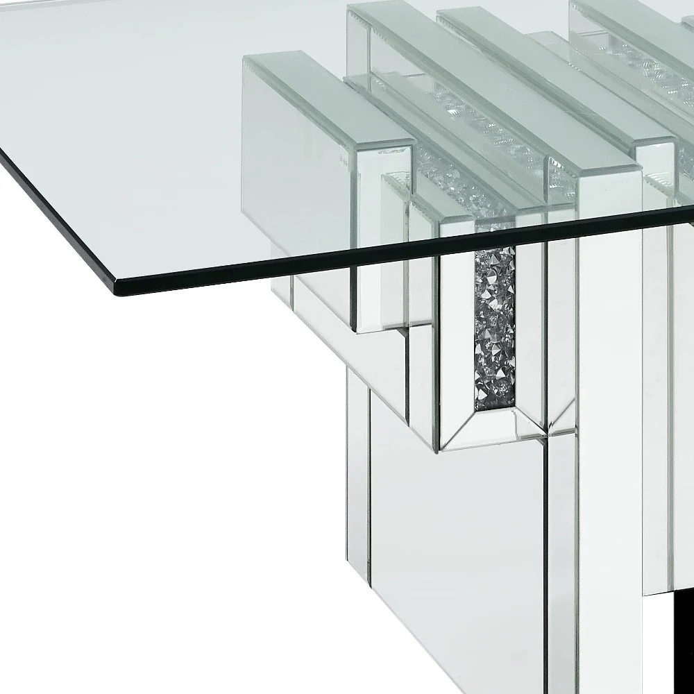 47" Mirrored And Clear Glass And Manufactured Wood Rectangular Mirrored Coffee Table By Homeroots - Image 4
