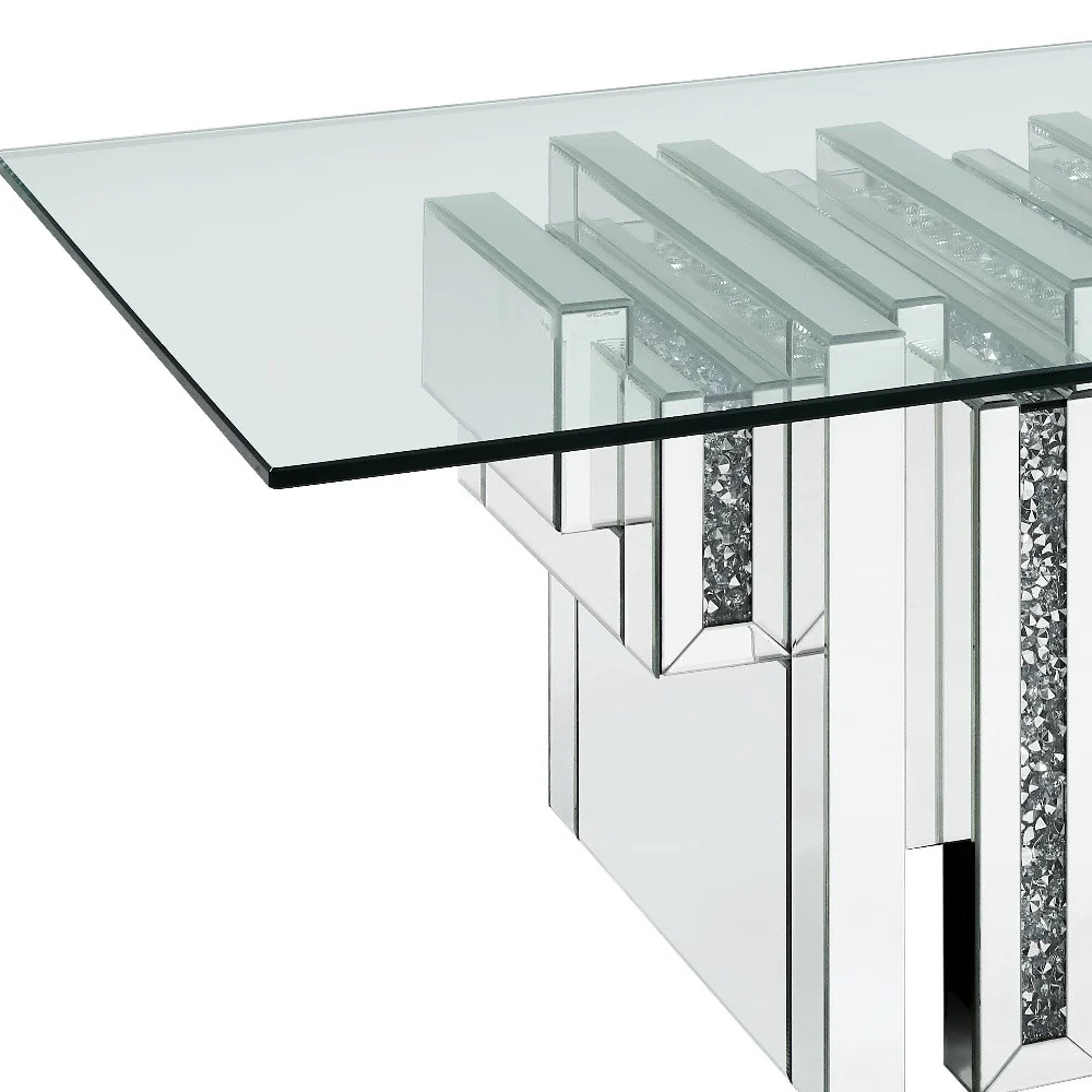 47" Mirrored And Clear Glass And Manufactured Wood Rectangular Mirrored Coffee Table By Homeroots - Image 5
