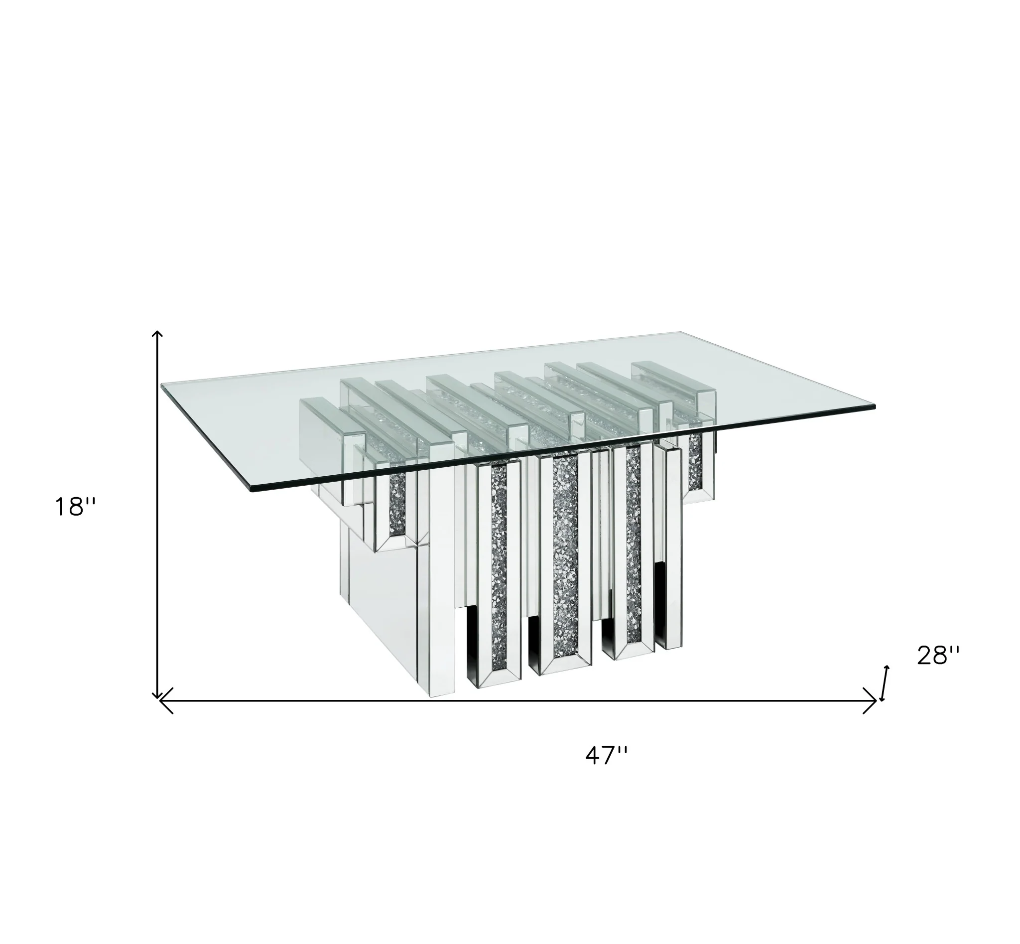 47" Mirrored And Clear Glass And Manufactured Wood Rectangular Mirrored Coffee Table By Homeroots - Image 6