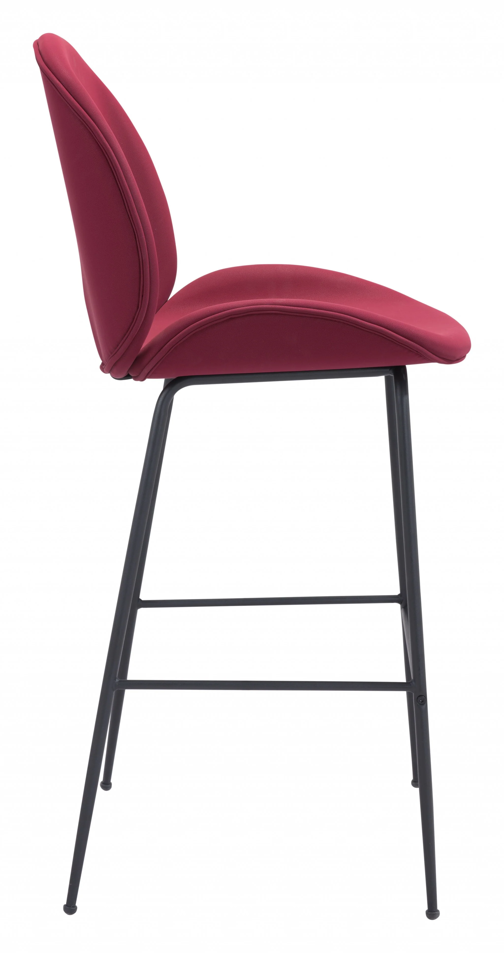 47" Red And Black Steel Low Back Bar Height Chair With Footrest By Homeroots - Image 2