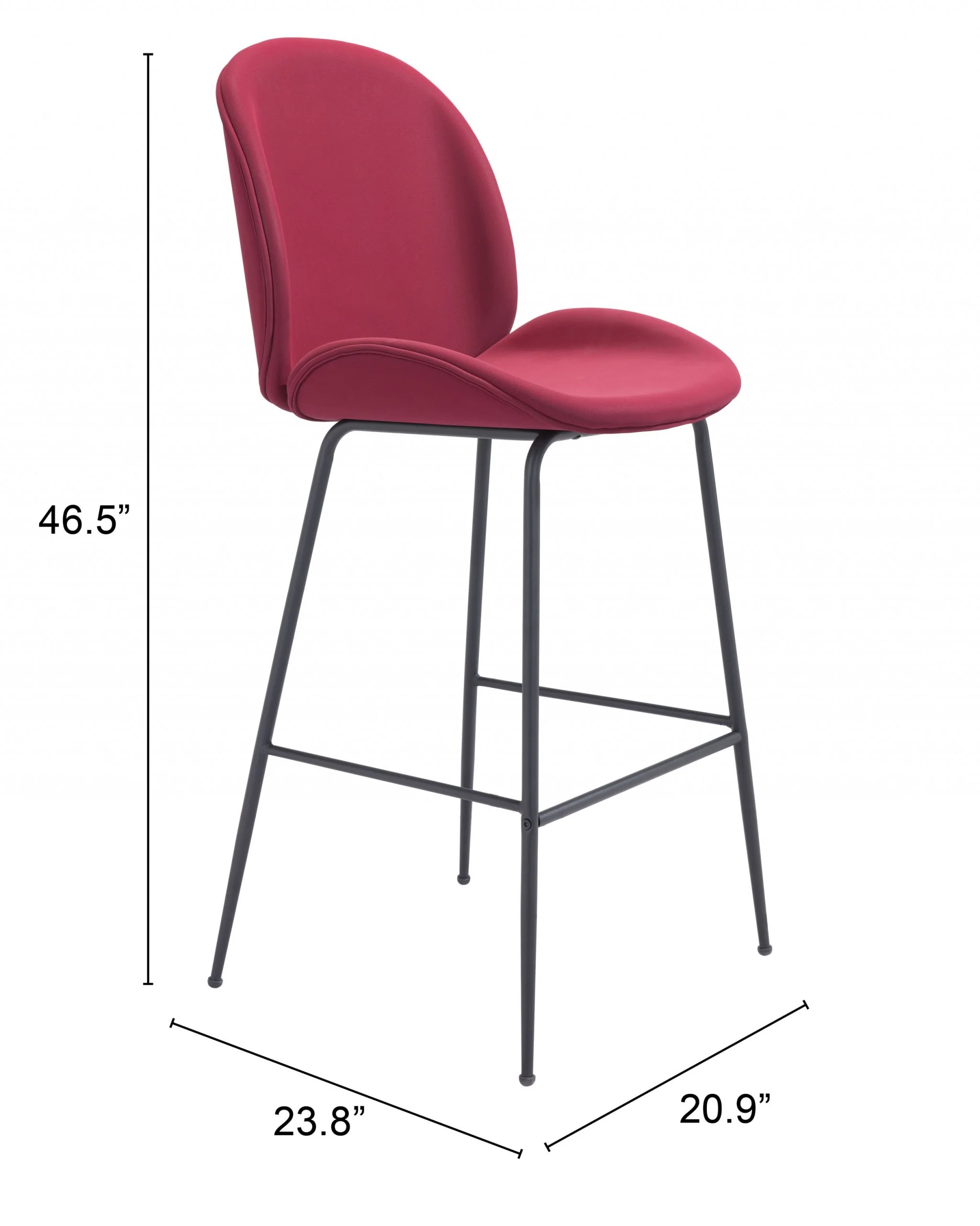 47" Red And Black Steel Low Back Bar Height Chair With Footrest By Homeroots - Image 8