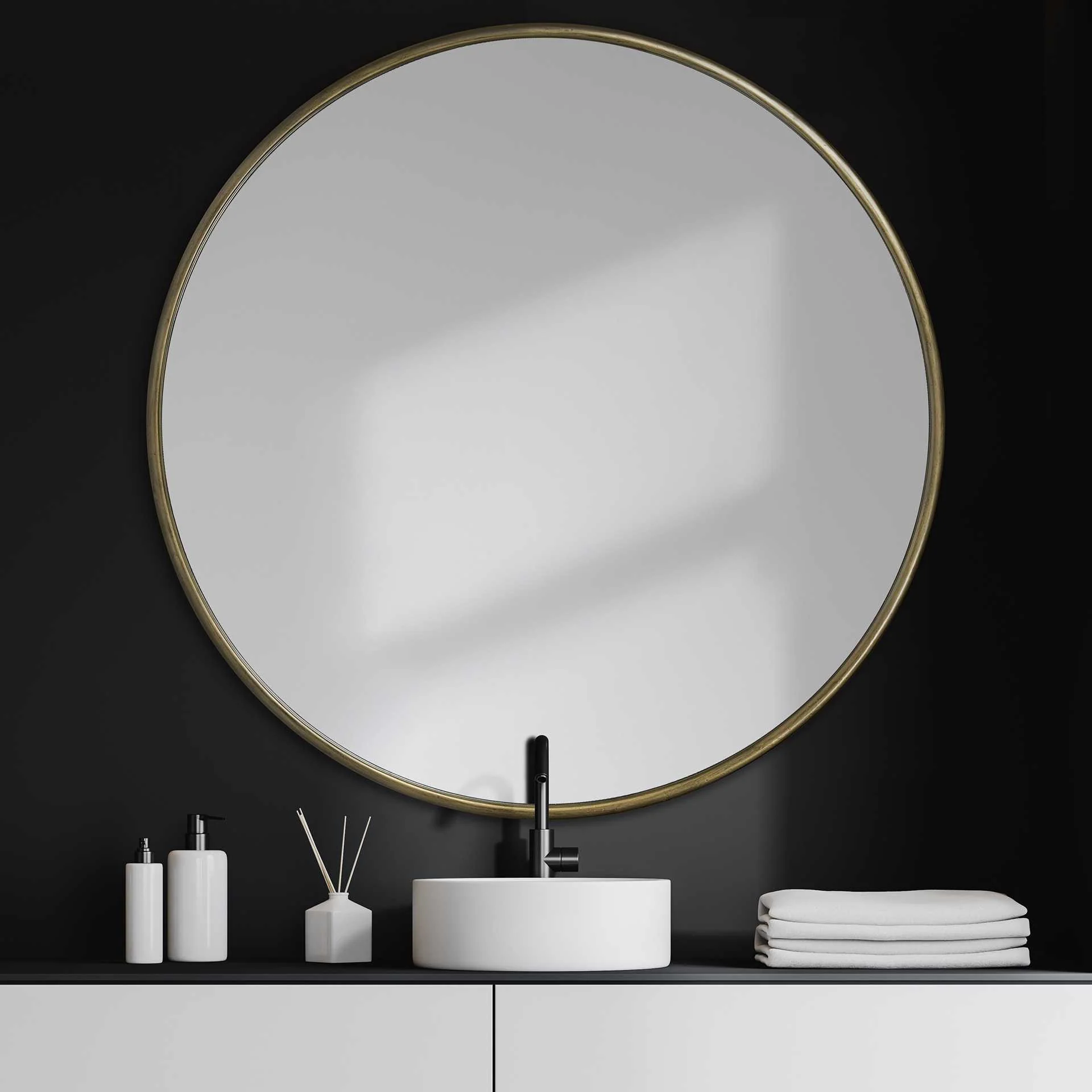 47" Round Gold Metal Frame Wall Mirror By Homeroots - Image 6
