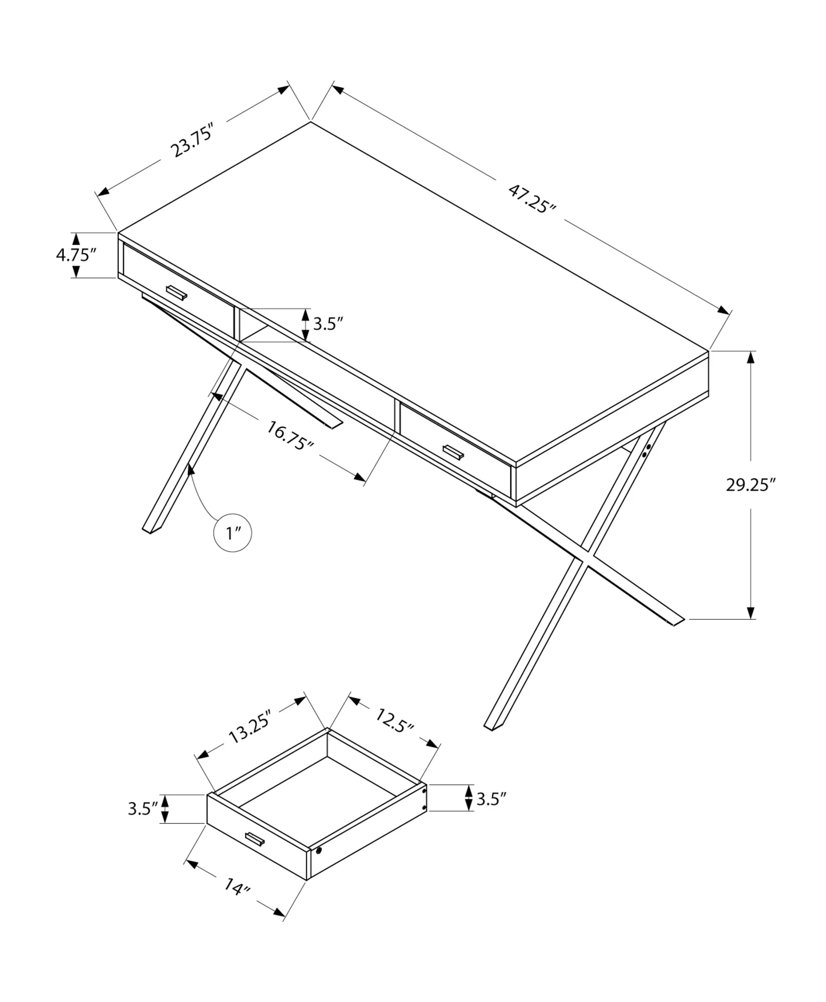 47" Rustic Taupe Computer Desk By Homeroots - Image 4