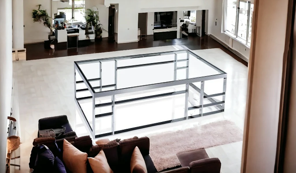 47" Silver And Clear Glass Rectangular Coffee Table By Homeroots - Image 2