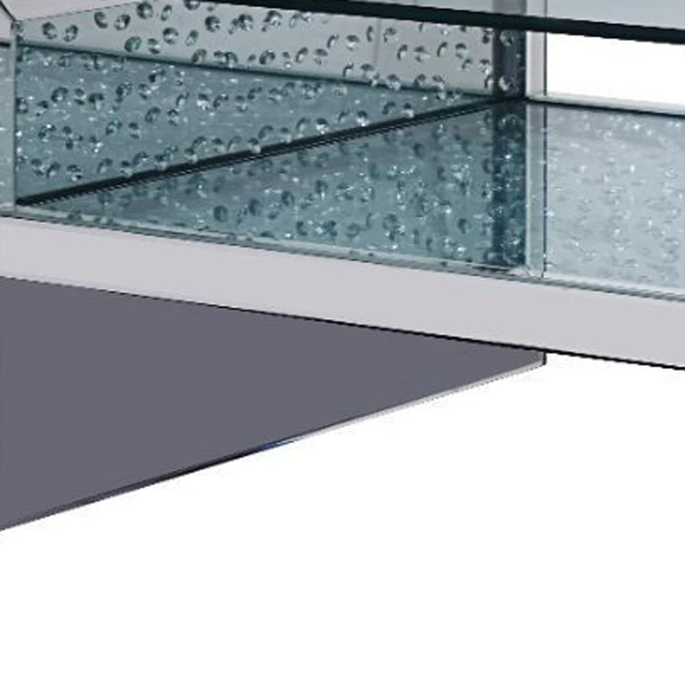 47" Silver And Clear Glass Rectangular Mirrored Coffee Table With Shelf By Homeroots - Image 3