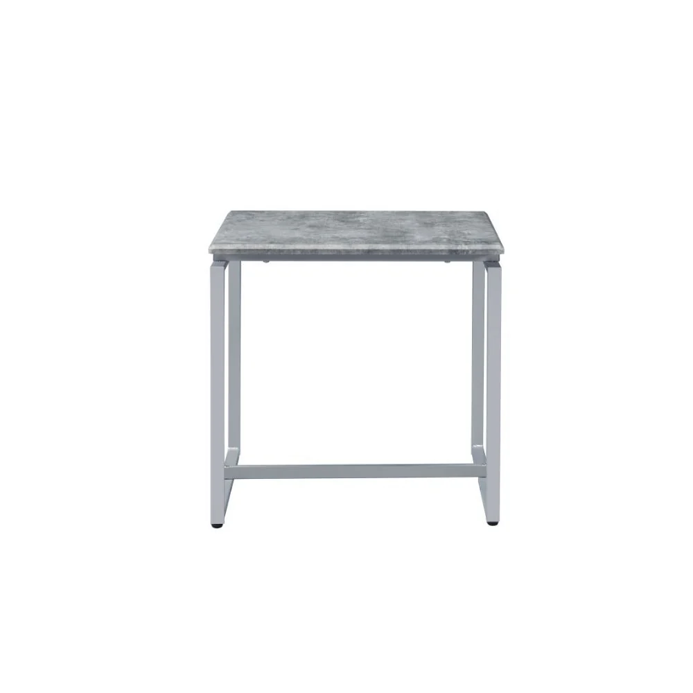 47" Silver And Faux Concrete Pvc Veneer Rectangular Coffee Table By Homeroots - Image 3