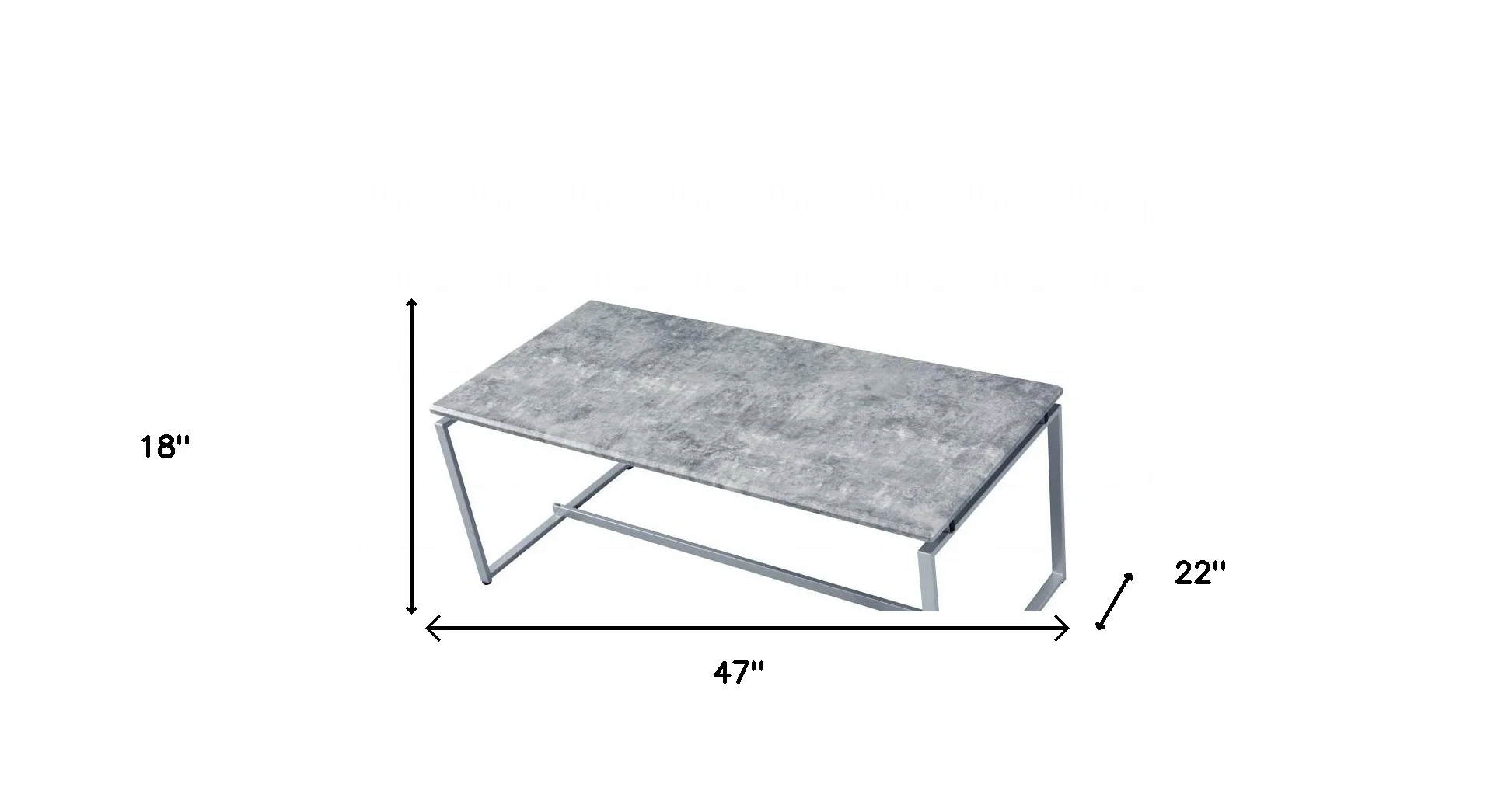 47" Silver And Faux Concrete Pvc Veneer Rectangular Coffee Table By Homeroots - Image 8