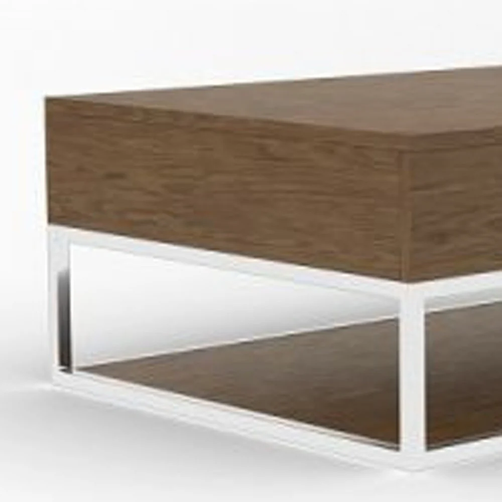 47" Silver And Walnut Rectangular Coffee Table With Two Drawers And Shelf By Homeroots - Image 3