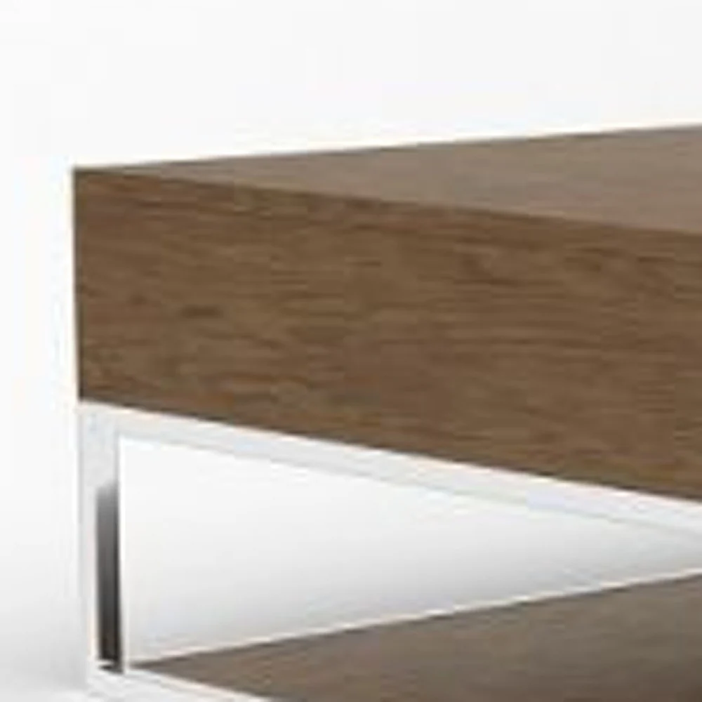 47" Silver And Walnut Rectangular Coffee Table With Two Drawers And Shelf By Homeroots - Image 4