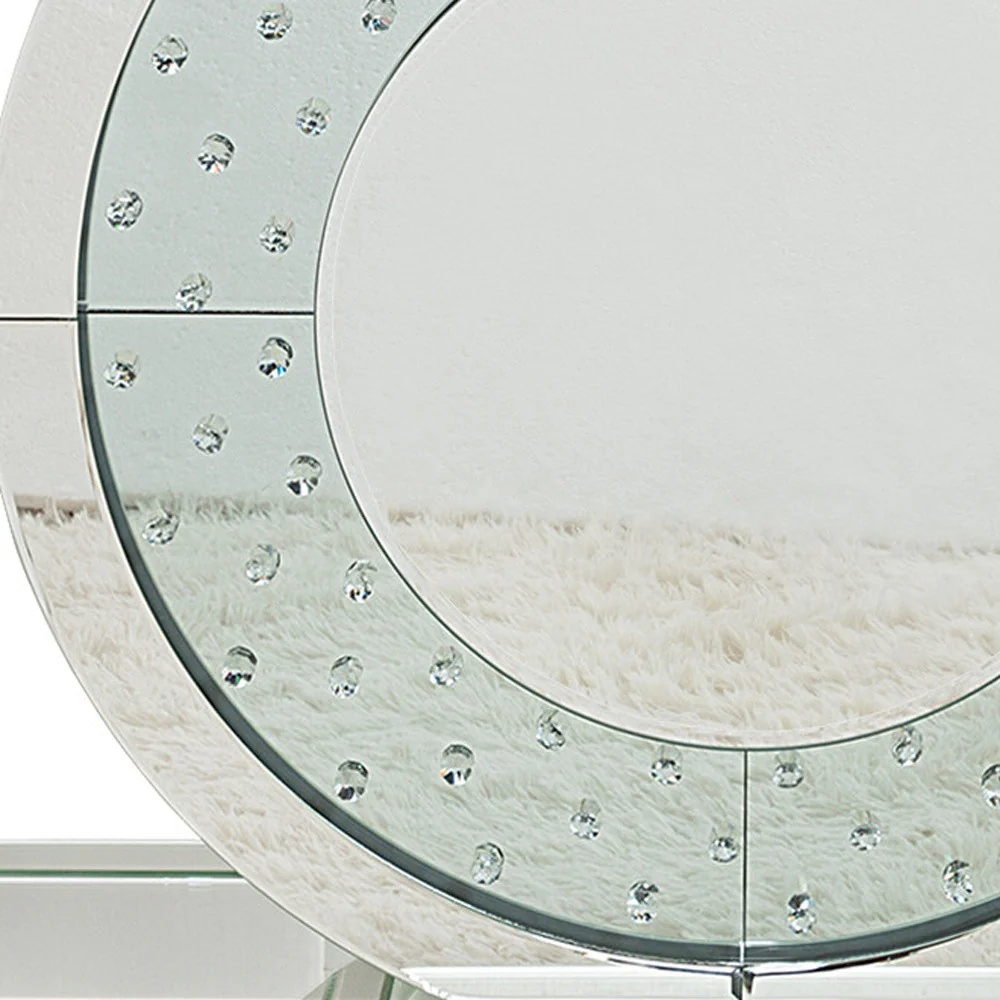 47" Silver Mirrored Glass Pedestal Console Table By Homeroots - Image 3