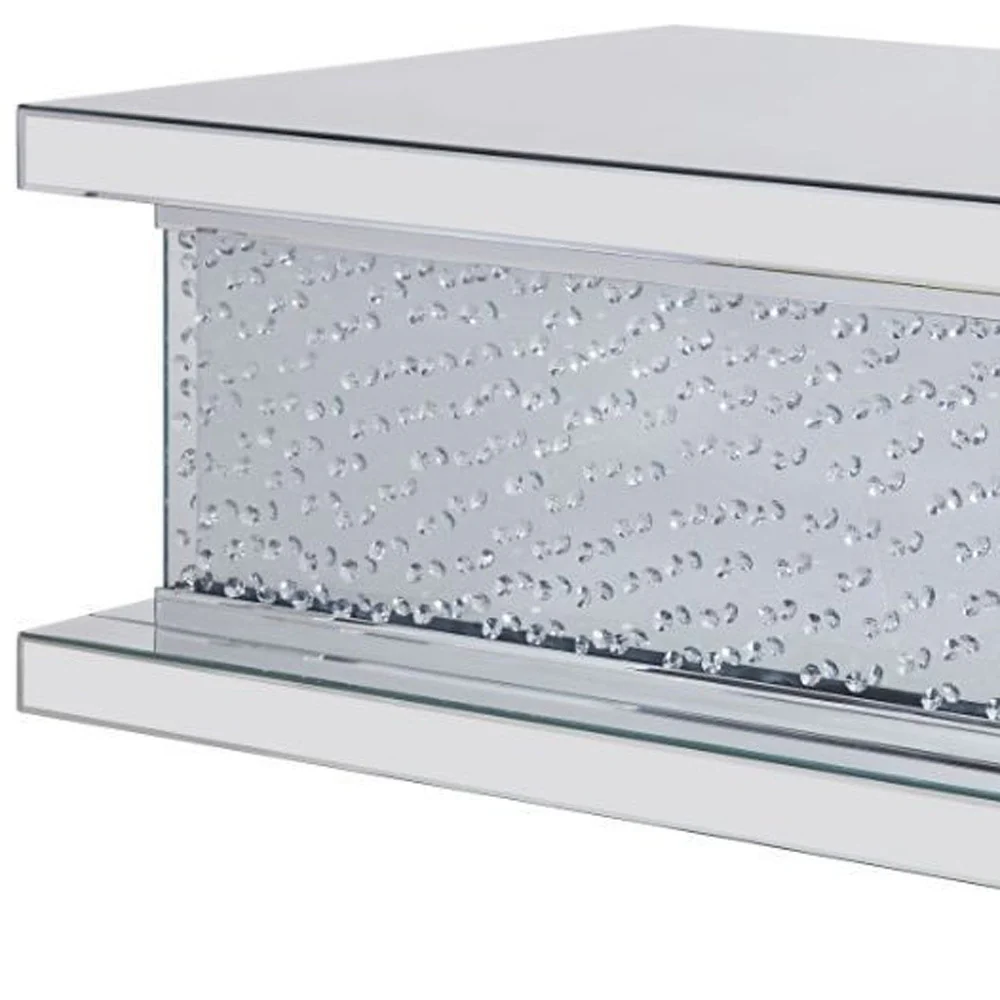 47" Silver Mirrored Rectangular Mirrored Coffee Table By Homeroots - Image 4