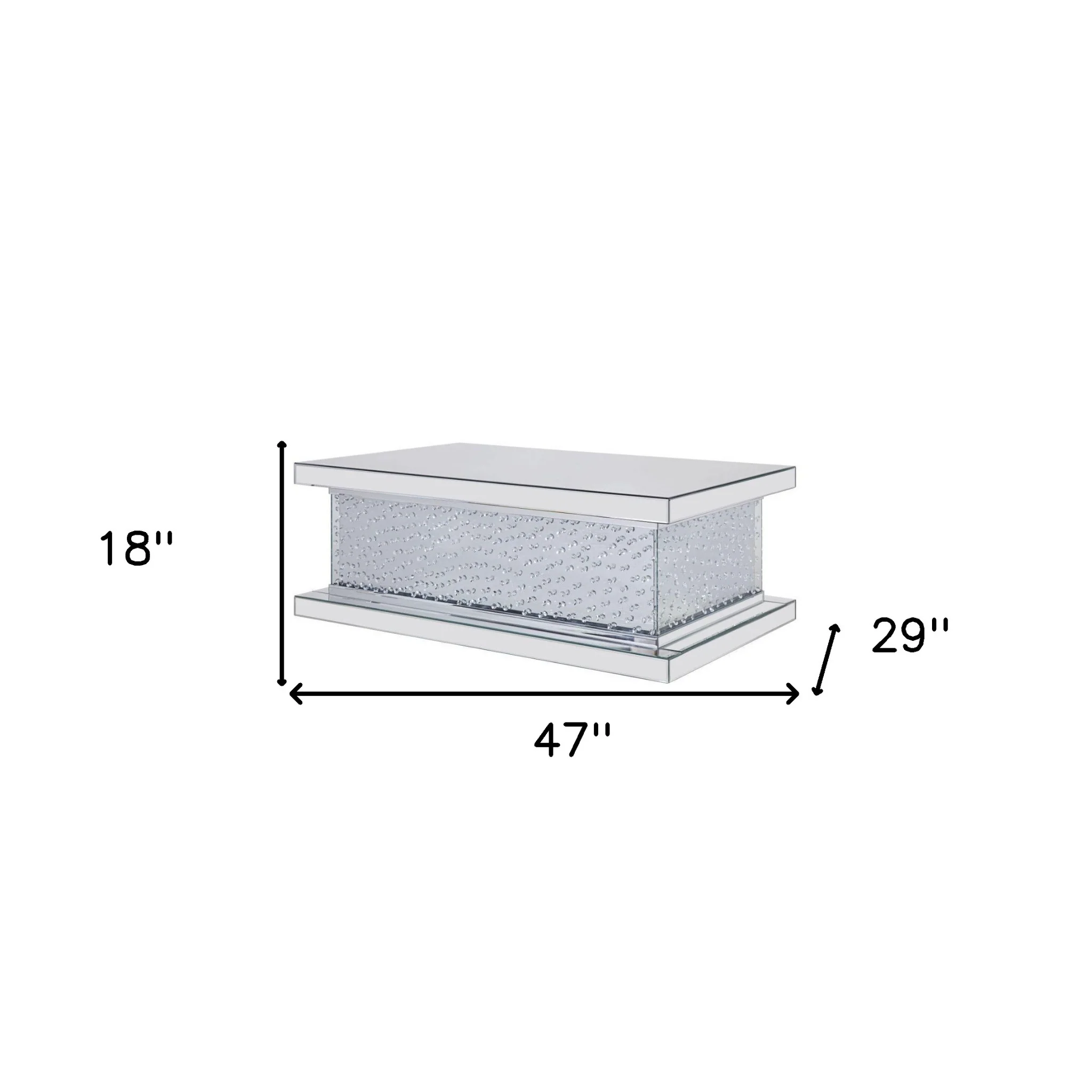 47" Silver Mirrored Rectangular Mirrored Coffee Table By Homeroots - Image 5