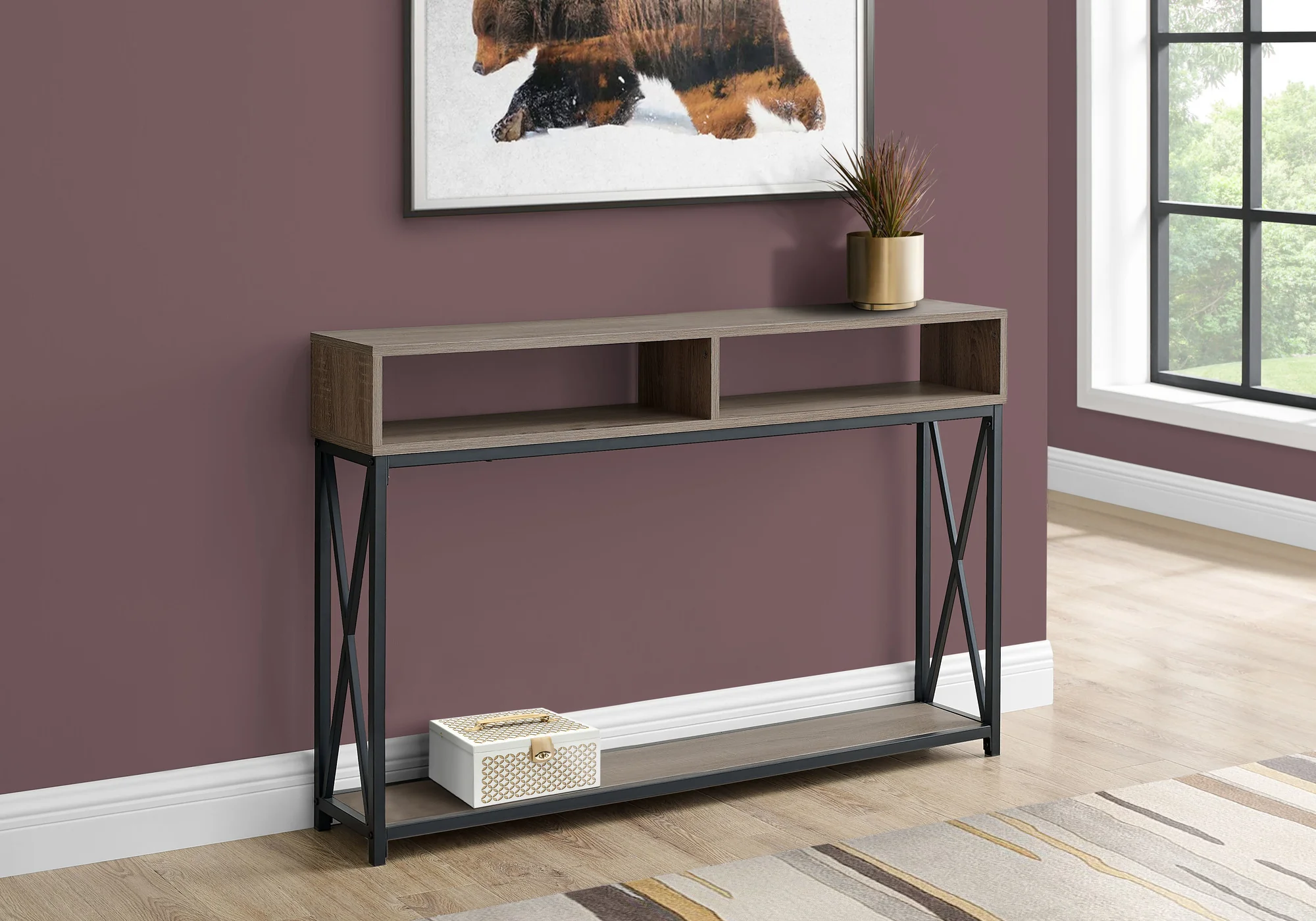 47" Taupe And Black Frame Console Table With Storage By Homeroots - Image 5