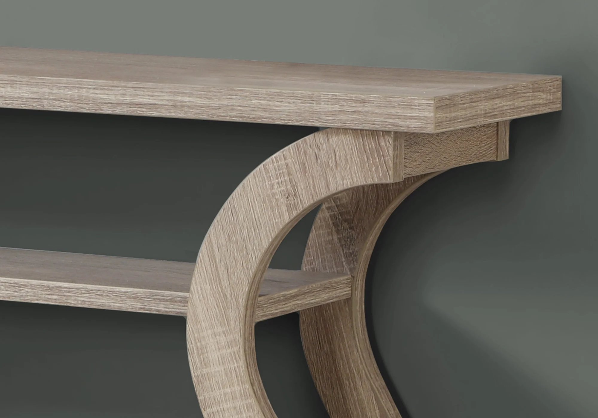 47" Taupe Floor Shelf Console Table With Storage By Homeroots - Image 2