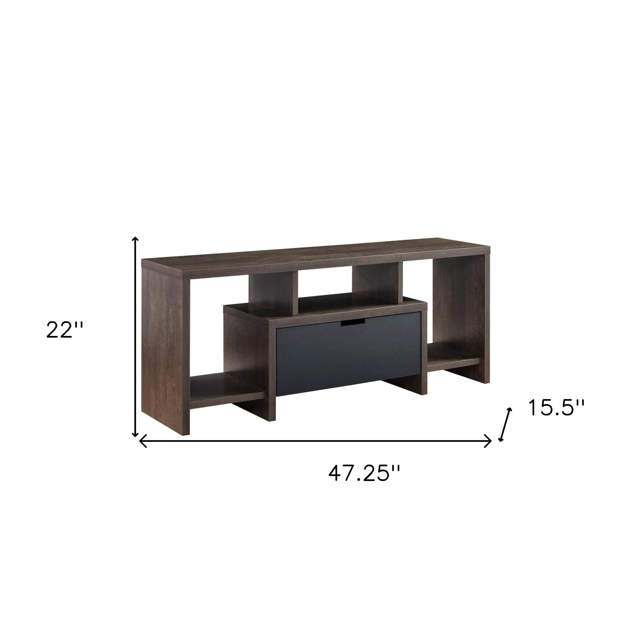 47" Walnut Oak And Black Manufactured Wood Cabinet Enclosed Storage TV Stand By Homeroots - Image 6