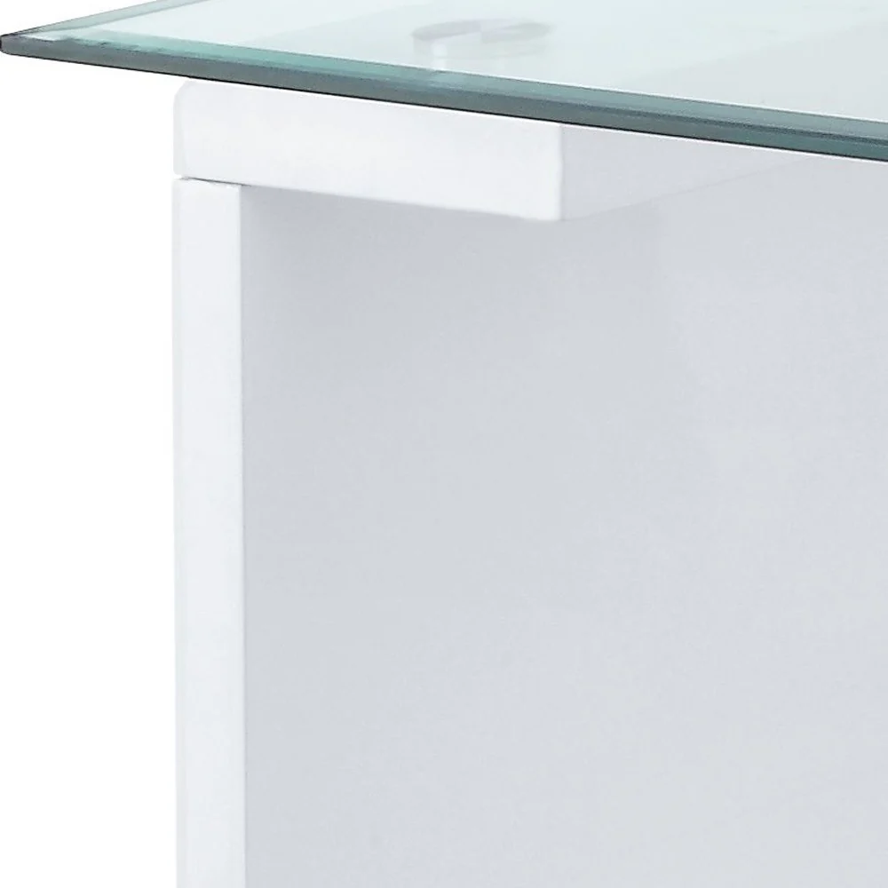 47" White And Clear Glass And Manufactured Wood Rectangular Coffee Table With Shelf By Homeroots - Image 5