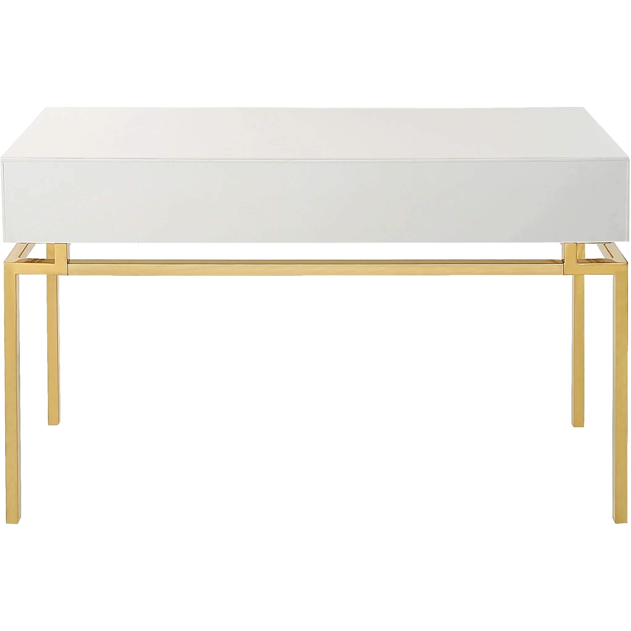 47" White and Gold Wood and Manufactured Wood Blend Mirrored Console Table With Storage By Homeroots - Image 4