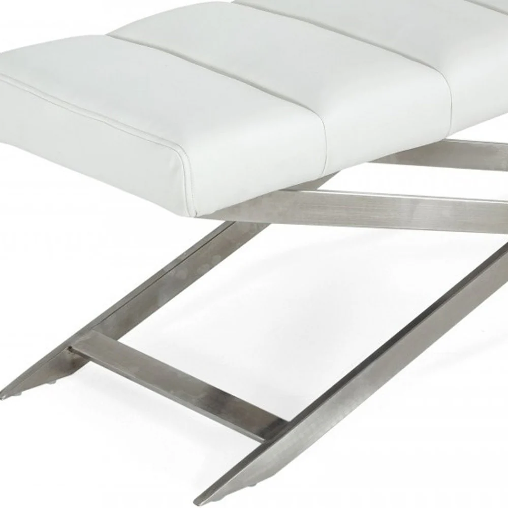47" White And Gray Upholstered Faux leather Dining bench By Homeroots - Image 5