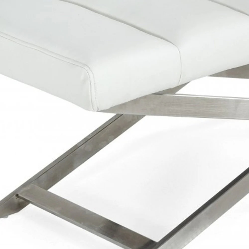 47" White And Gray Upholstered Faux leather Dining bench By Homeroots - Image 6