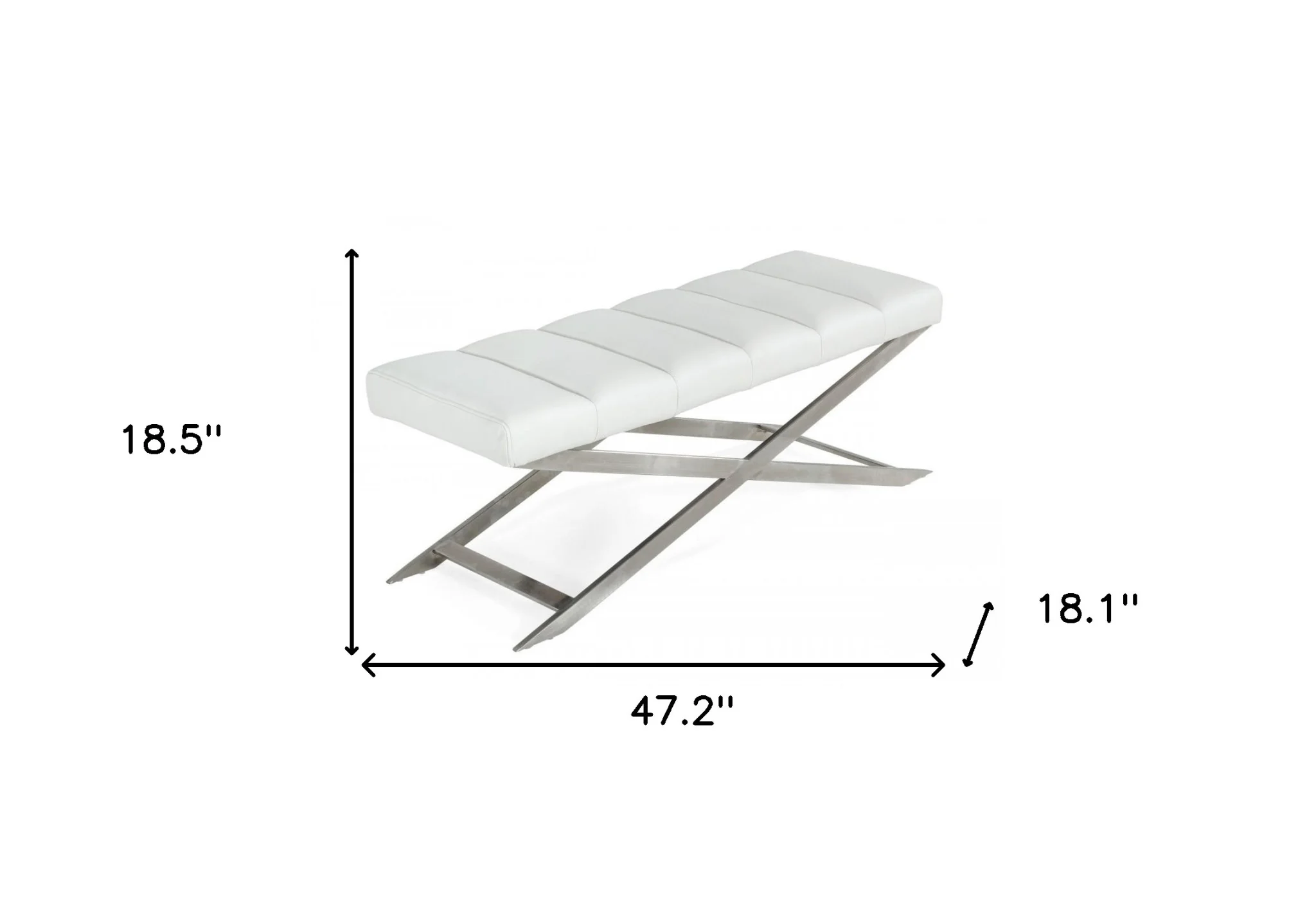 47" White And Gray Upholstered Faux leather Dining bench By Homeroots - Image 8