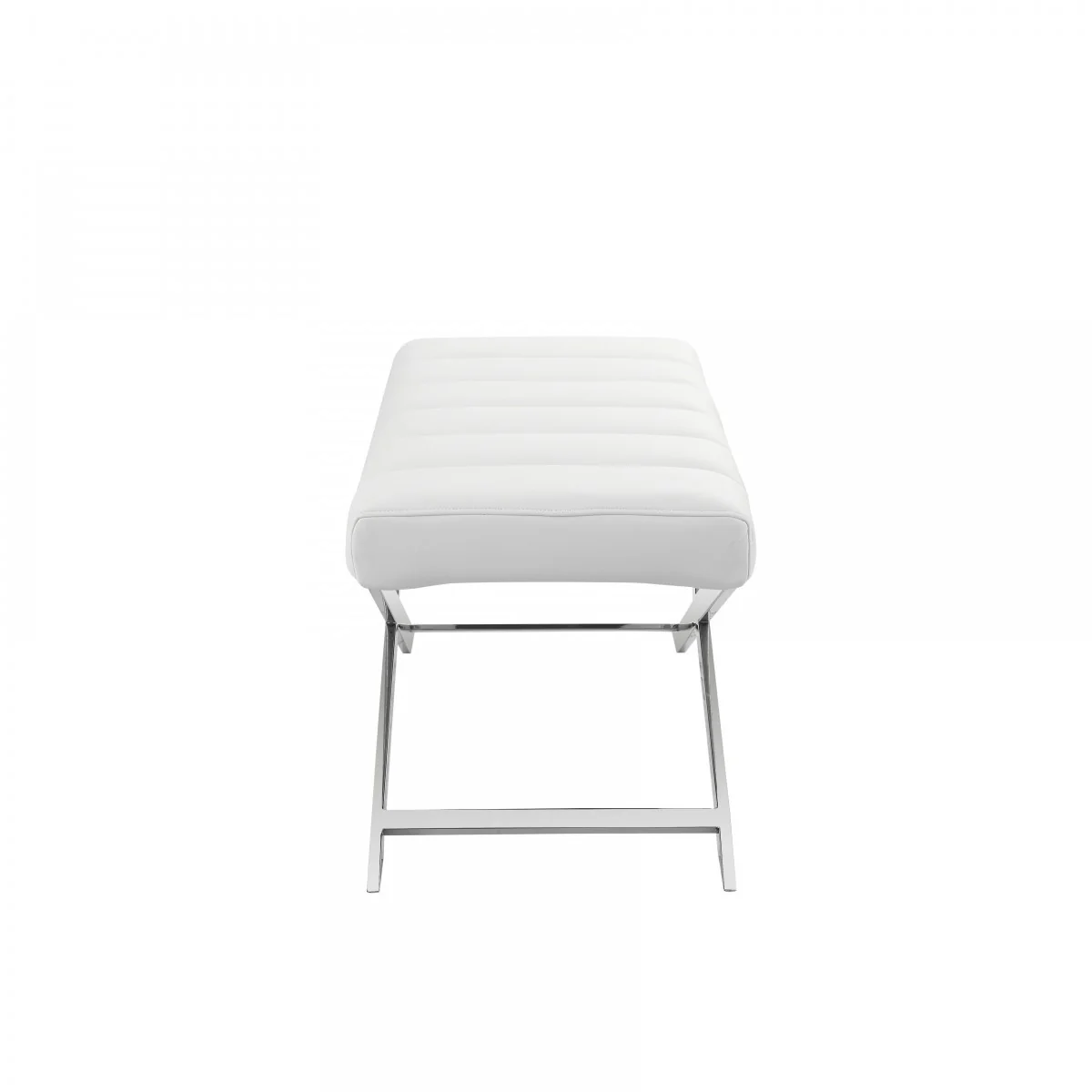 47" White And Silver Upholstered Faux leather Dining bench By Homeroots - Image 3