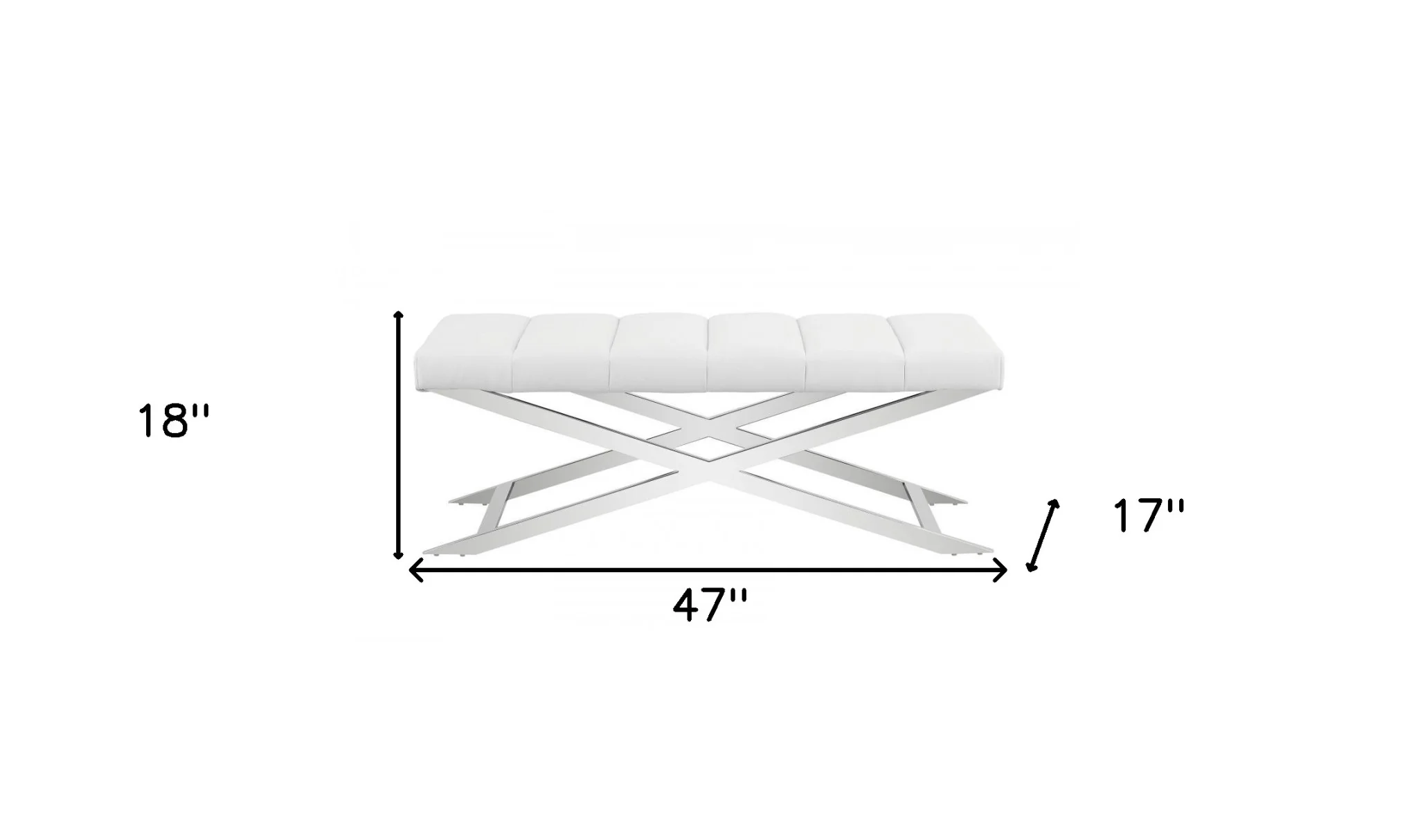 47" White And Silver Upholstered Faux leather Dining bench By Homeroots - Image 6