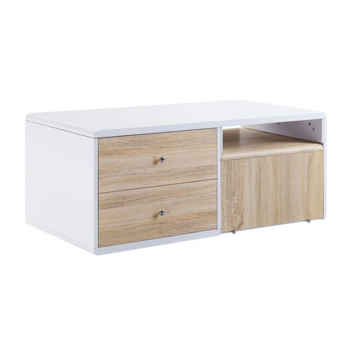 47" White High Gloss Manufactured Wood Rectangular Coffee Table With Four Drawers By Homeroots - Image 2