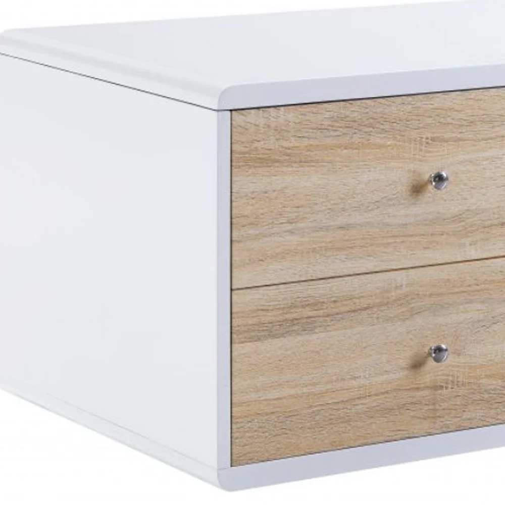 47" White High Gloss Manufactured Wood Rectangular Coffee Table With Four Drawers By Homeroots - Image 4