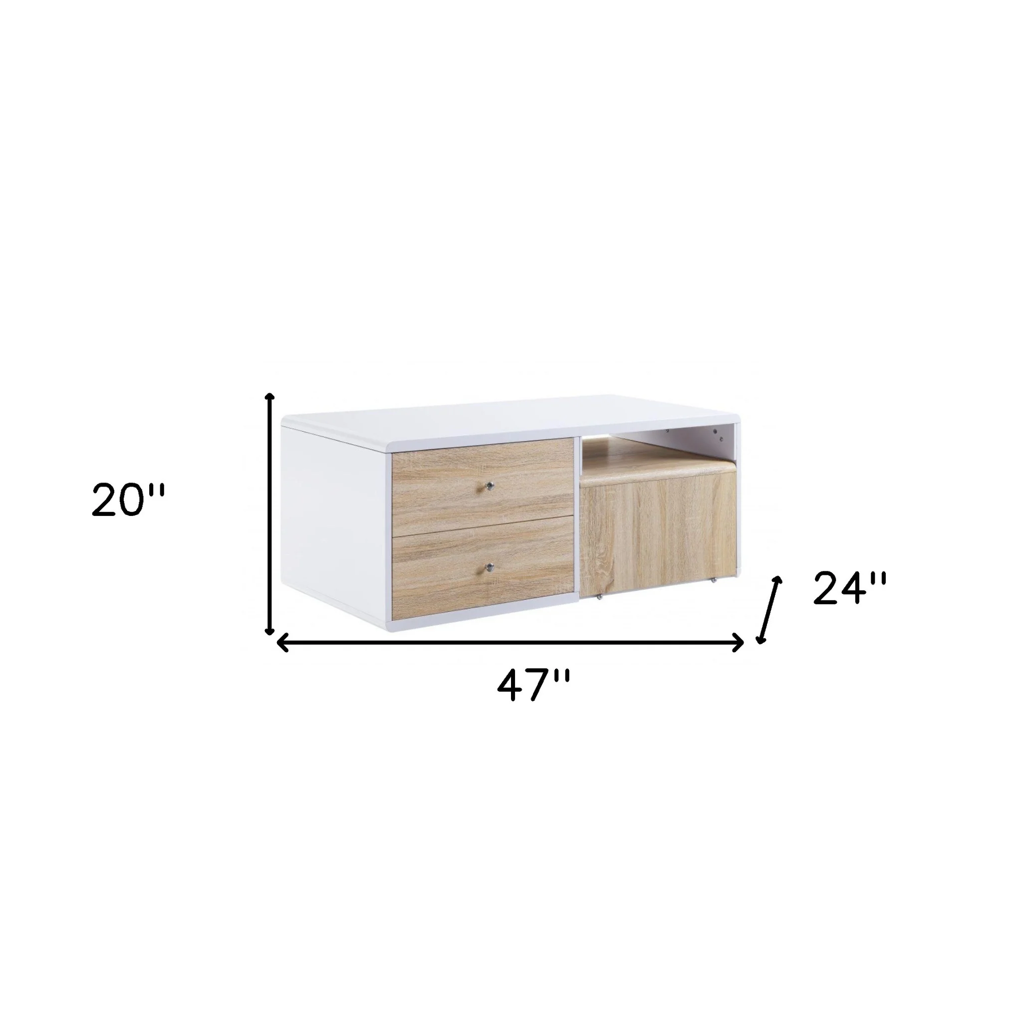 47" White High Gloss Manufactured Wood Rectangular Coffee Table With Four Drawers By Homeroots - Image 6