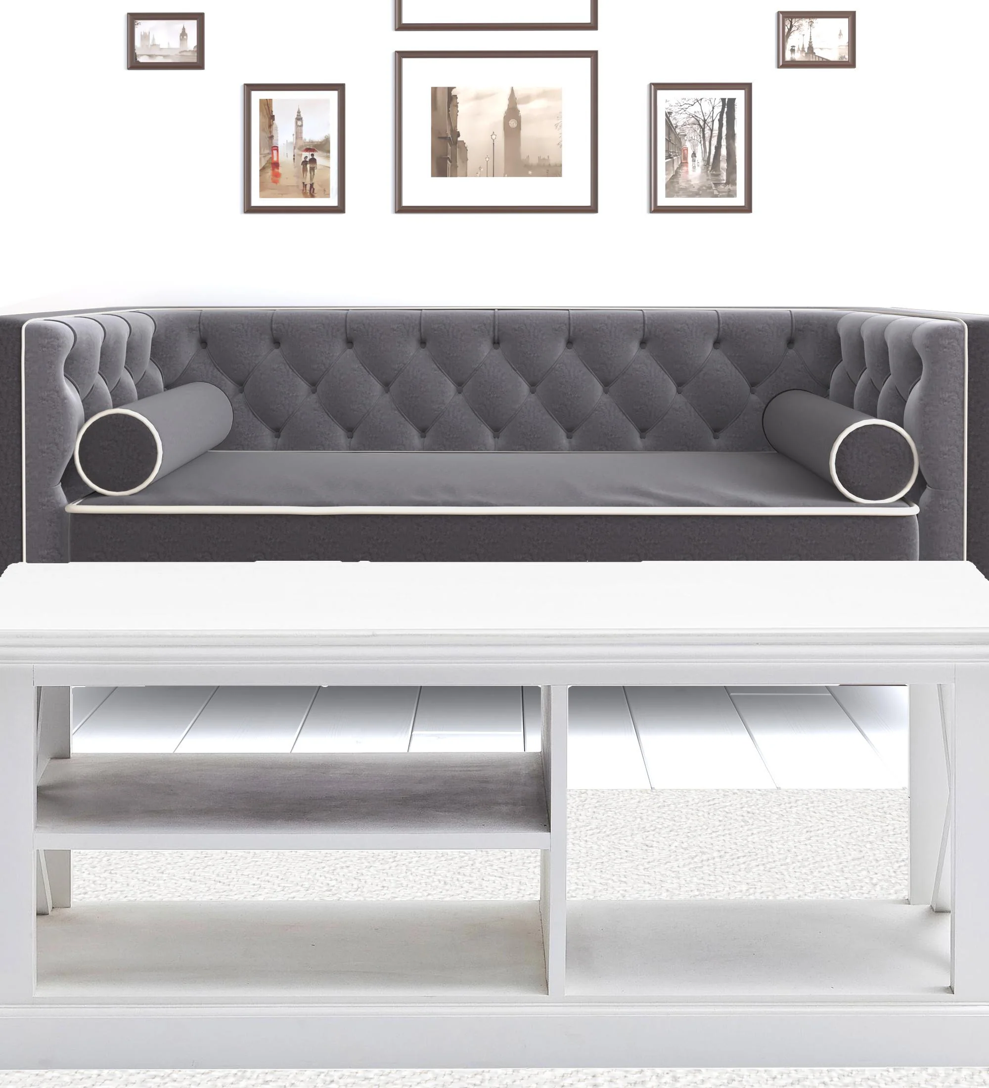 47" White Solid Wood Rectangular Coffee Table With Three Shelves By Homeroots - Image 2