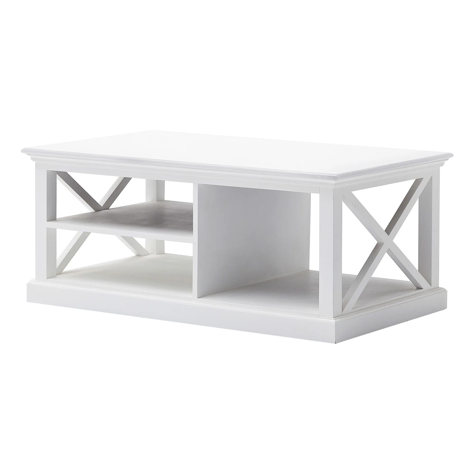 47" White Solid Wood Rectangular Coffee Table With Three Shelves By Homeroots - Image 3