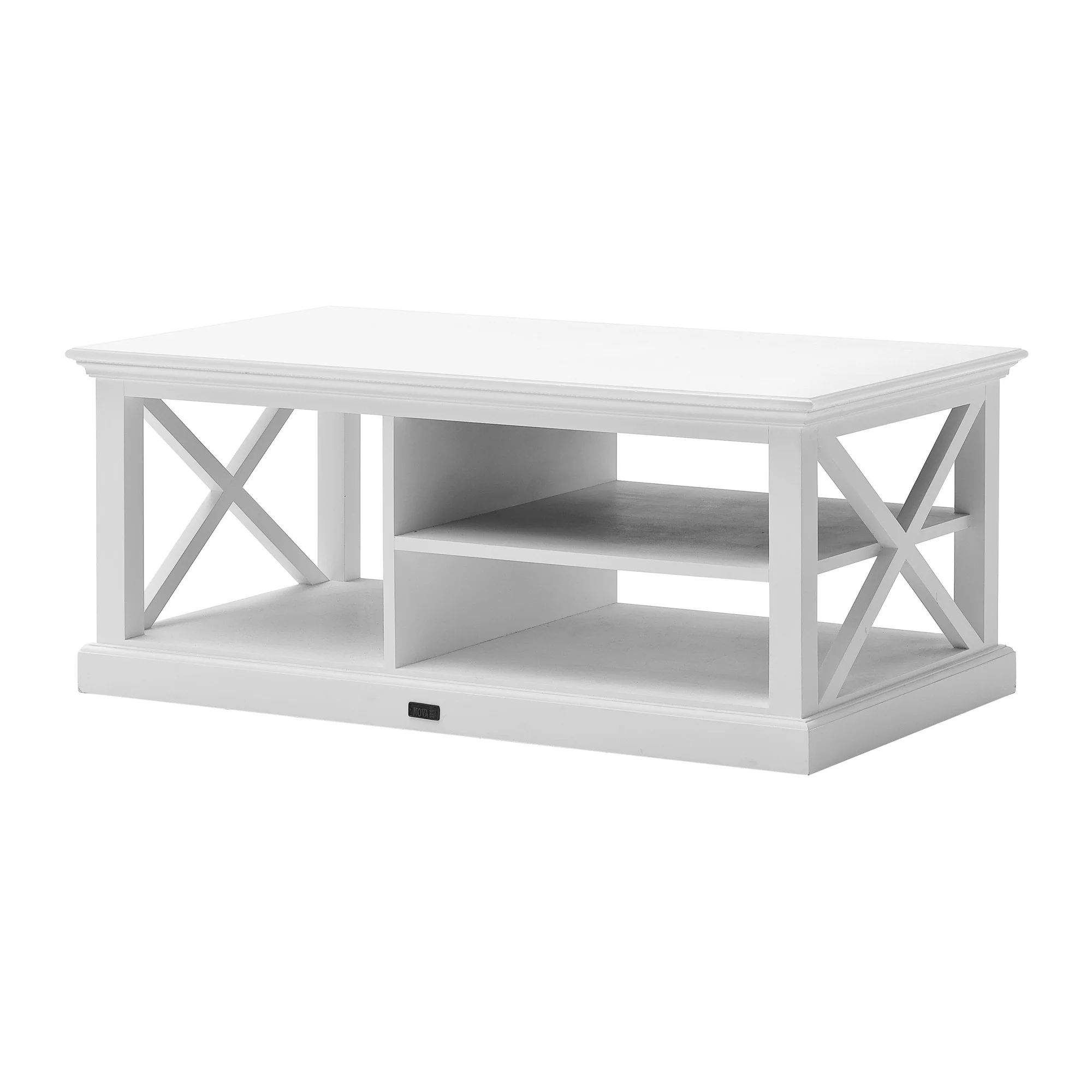 47" White Solid Wood Rectangular Coffee Table With Three Shelves By Homeroots - Image 4