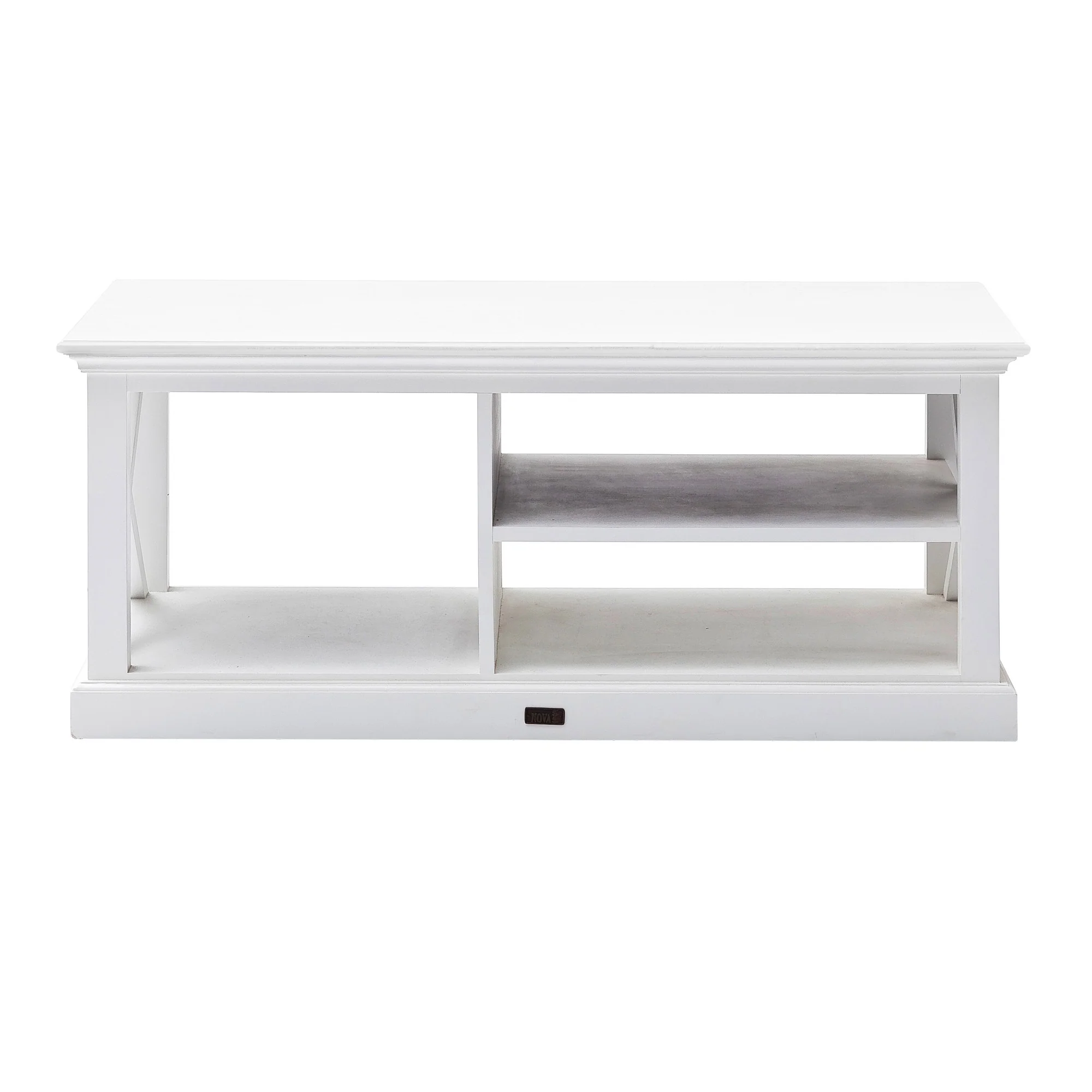 47" White Solid Wood Rectangular Coffee Table With Three Shelves By Homeroots - Image 6