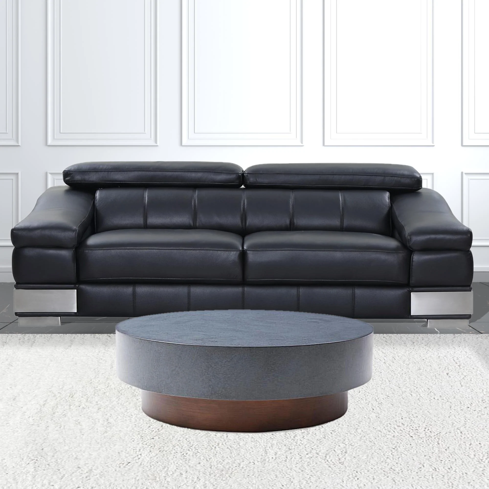 48" Antique Copper And Grey Steel Round Coffee Table By Homeroots - Image 2