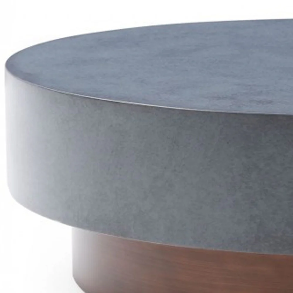 48" Antique Copper And Grey Steel Round Coffee Table By Homeroots - Image 3