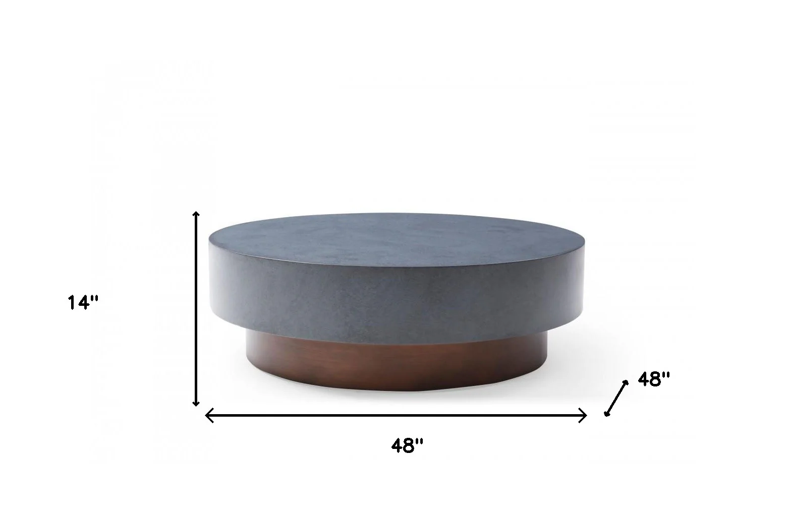 48" Antique Copper And Grey Steel Round Coffee Table By Homeroots - Image 5