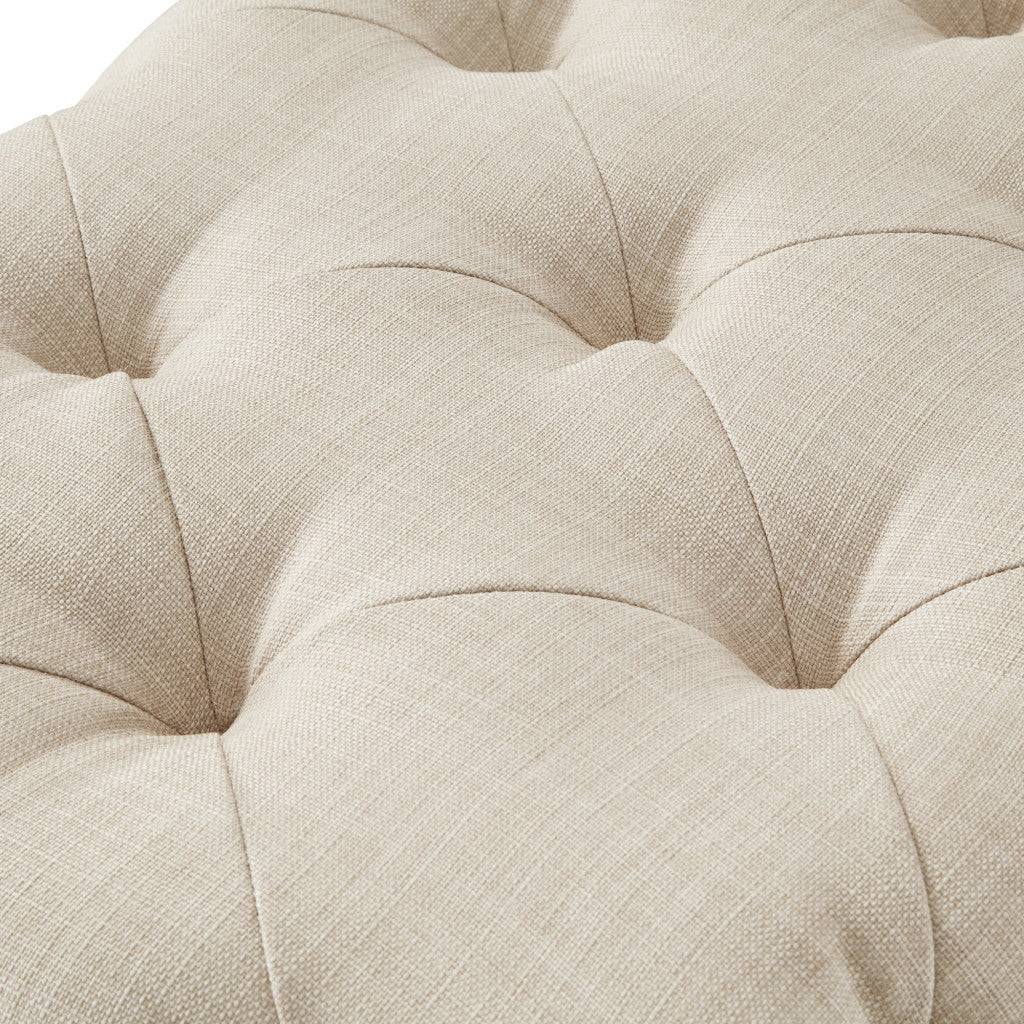 48" Beige And Black Upholstered Linen Bench By Homeroots - Image 9
